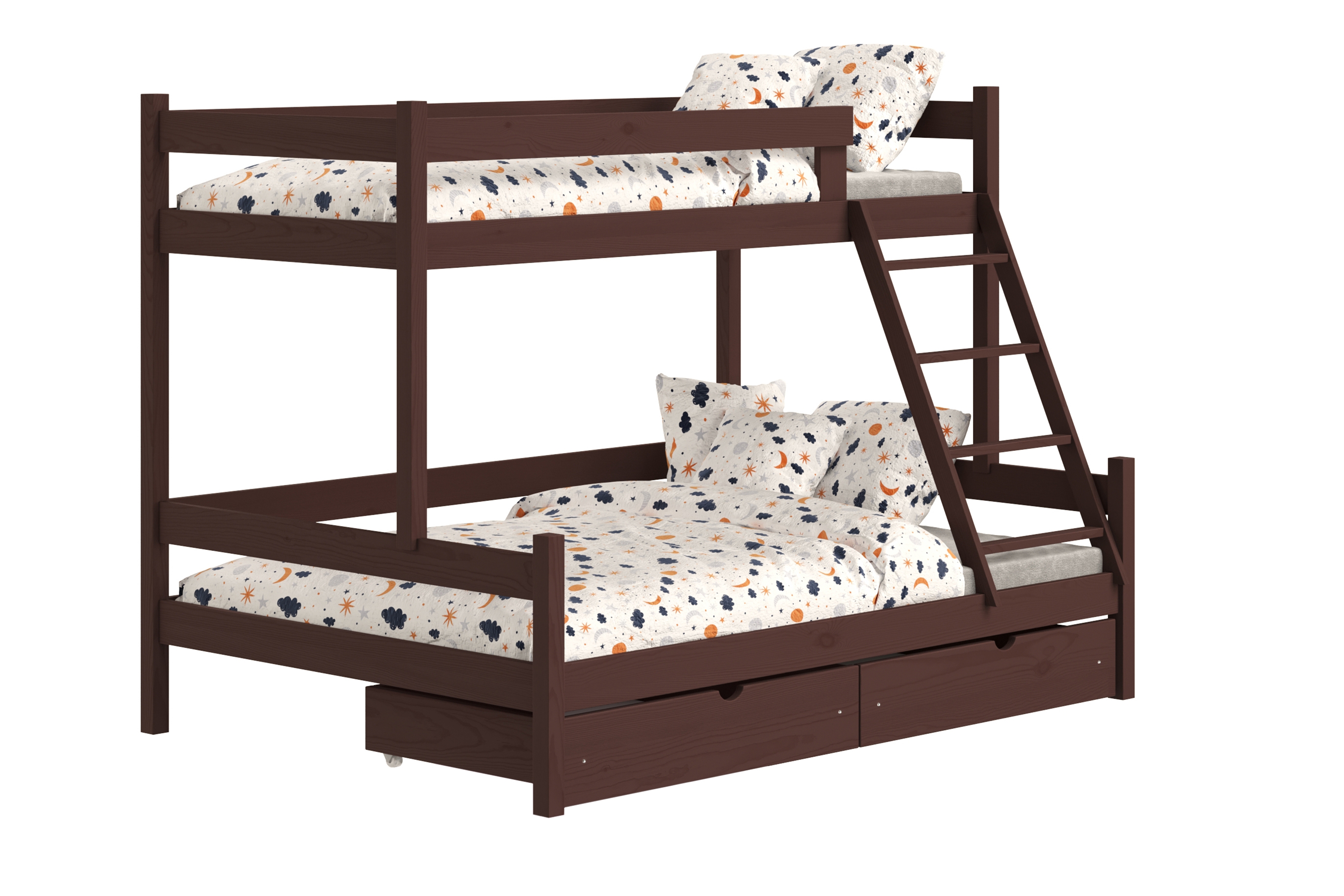 Patrová postel Poli 80x200 cm se zásuvkami - hnědá Postel patrová  dřevěná Poli se zásuvkami - 80x200/120x200 / hnědá