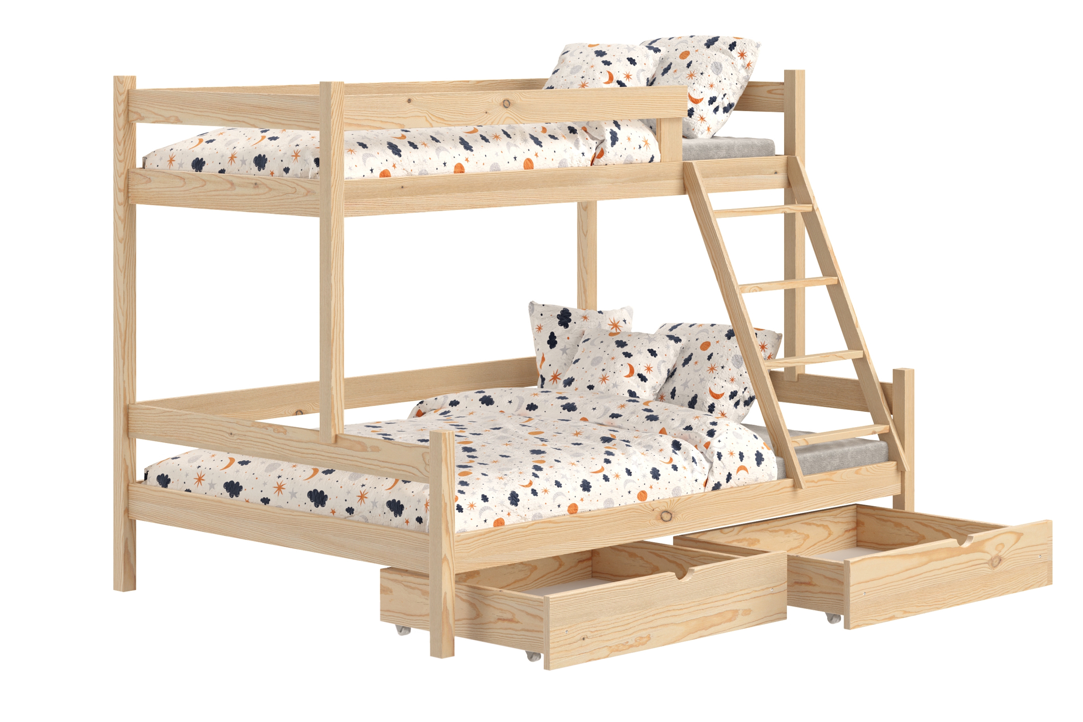 Poschodová posteľ Poli so zásuvkami - borovica, 80x200 Posteľ poschodová drevená Poli so zásuvkami - 80x200/120x200 / Borovica