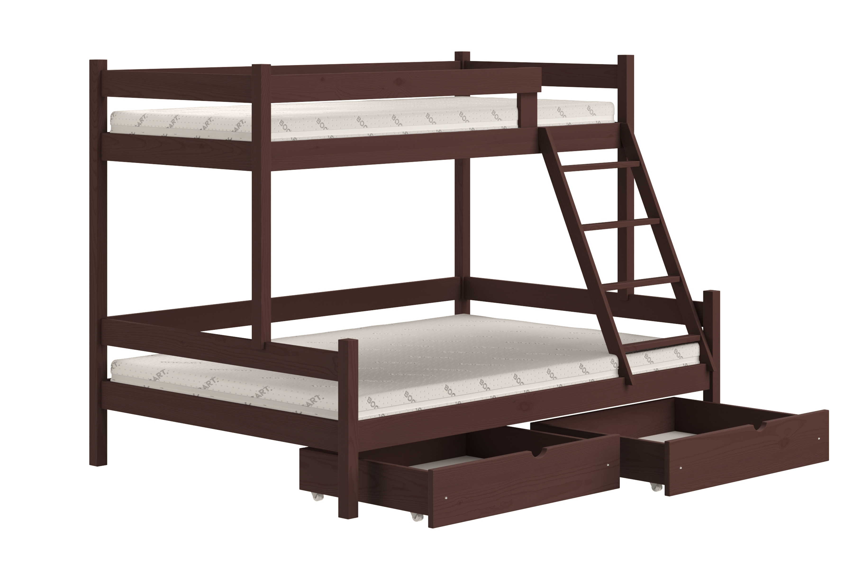 Patrová postel Poli 90x180 cm se zásuvkami - hnědá Postel patrová  dřevěná Poli se zásuvkami - 90x180/120x180 / hnědá