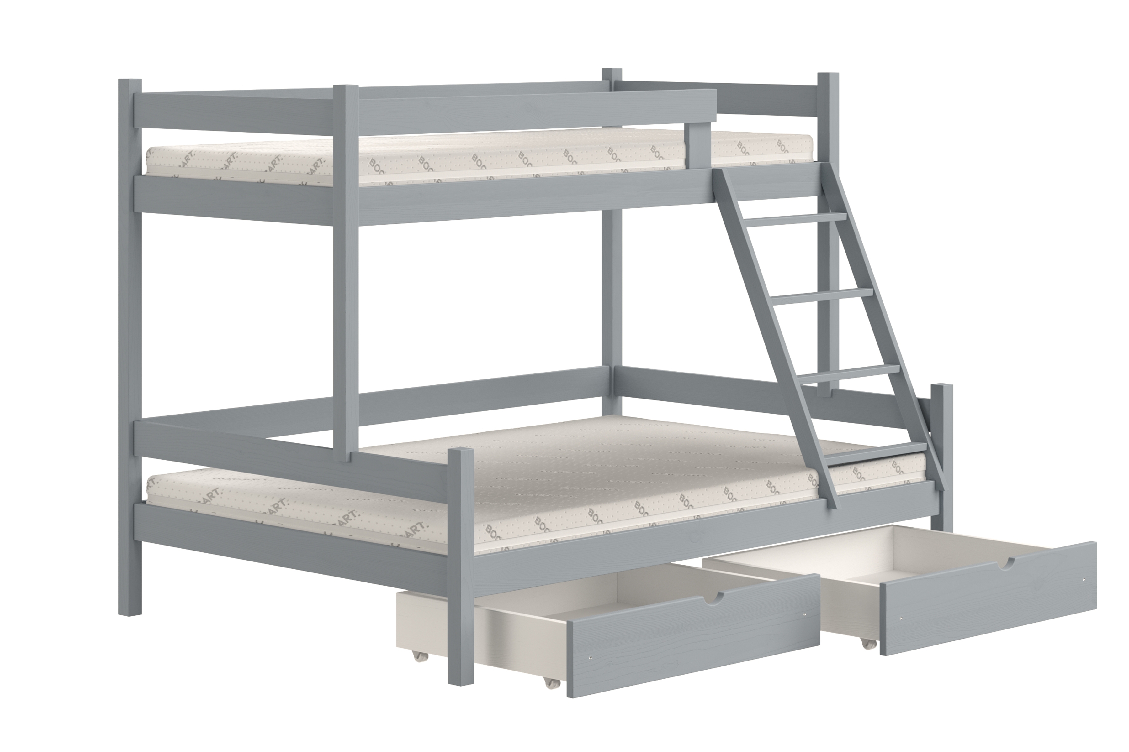 Patrová postel Poli 90x200 cm se zásuvkami - šedý Postel patrová  dřevěná Poli se zásuvkami - 90x200/120x200 / šedá