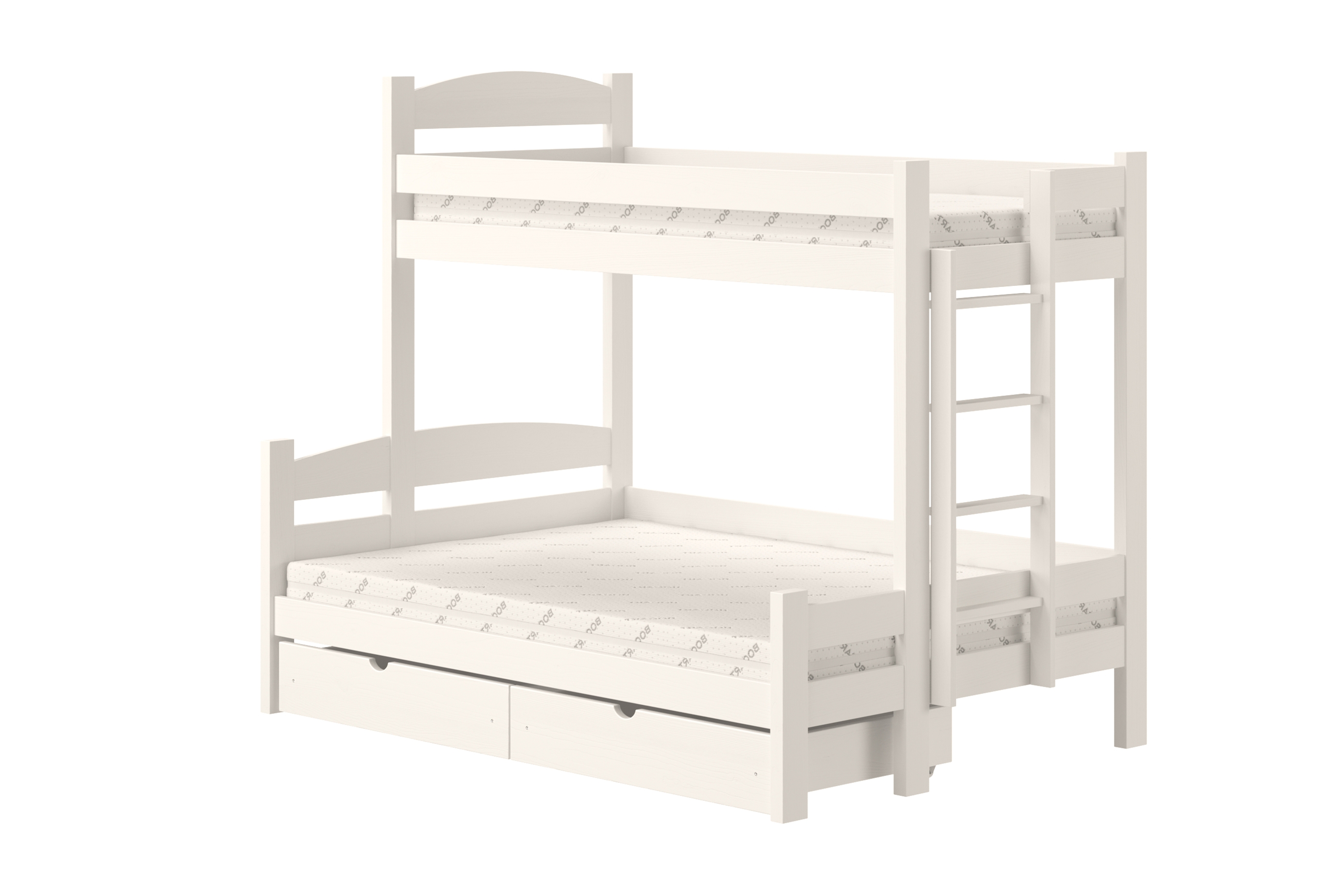 Patrová postel Lovic pravá 80x200/120x200 cm - bílá Postel patrová  Lovic 80x200/120x200 se zásuvkami  pravá - bílá