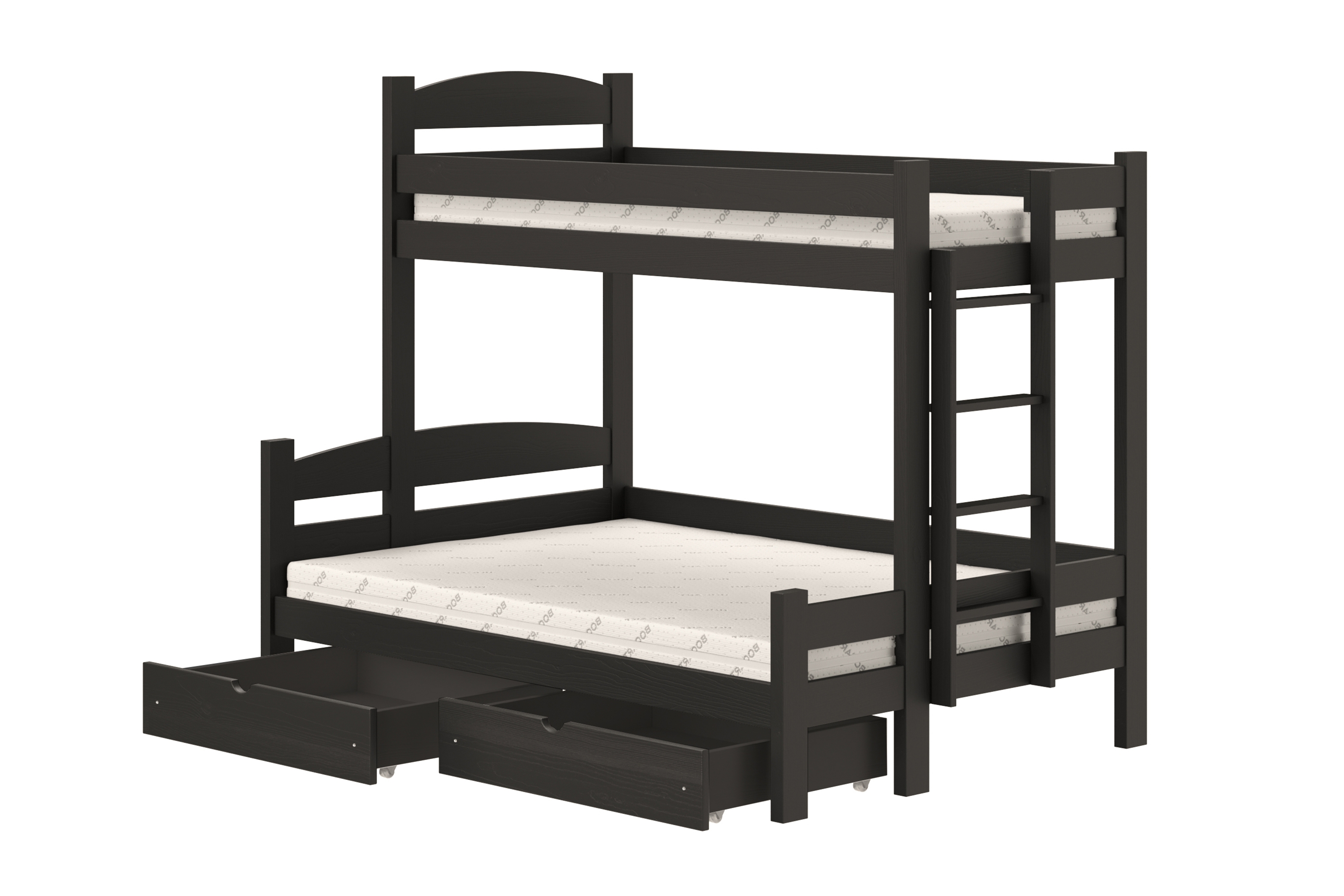 Poschodová posteľ Lovic so zásuvkami pravá - čierny, 80x200/120x200 Posteľ poschodová Lovic 80x200/120x200 so zásuvkami  pravá strana - Čierny