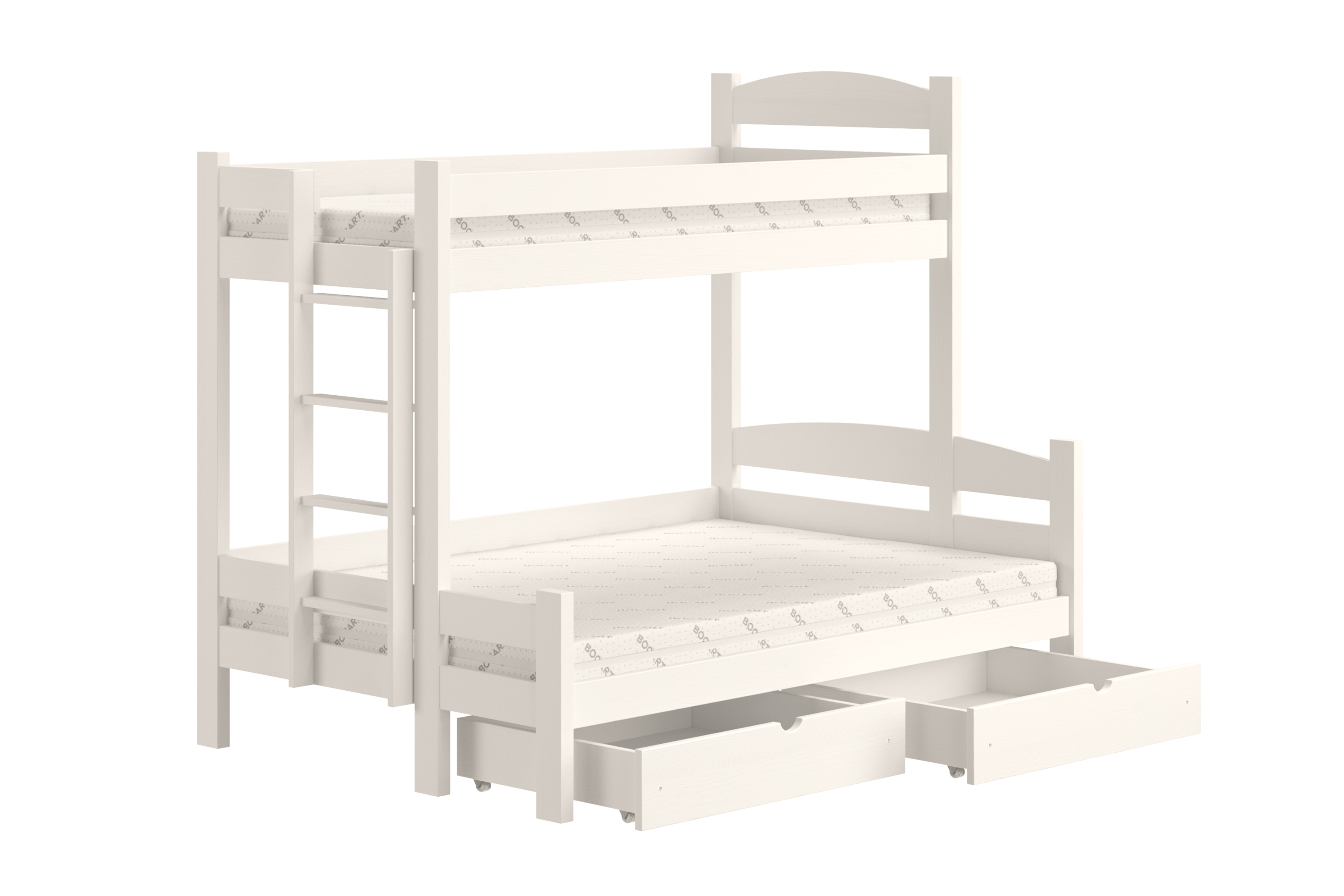 Patrová postel Lovic levá 80x200/120x200 cm - bílá Postel patrová  Lovic 80x200/120x200 se zásuvkami levá - bílá 