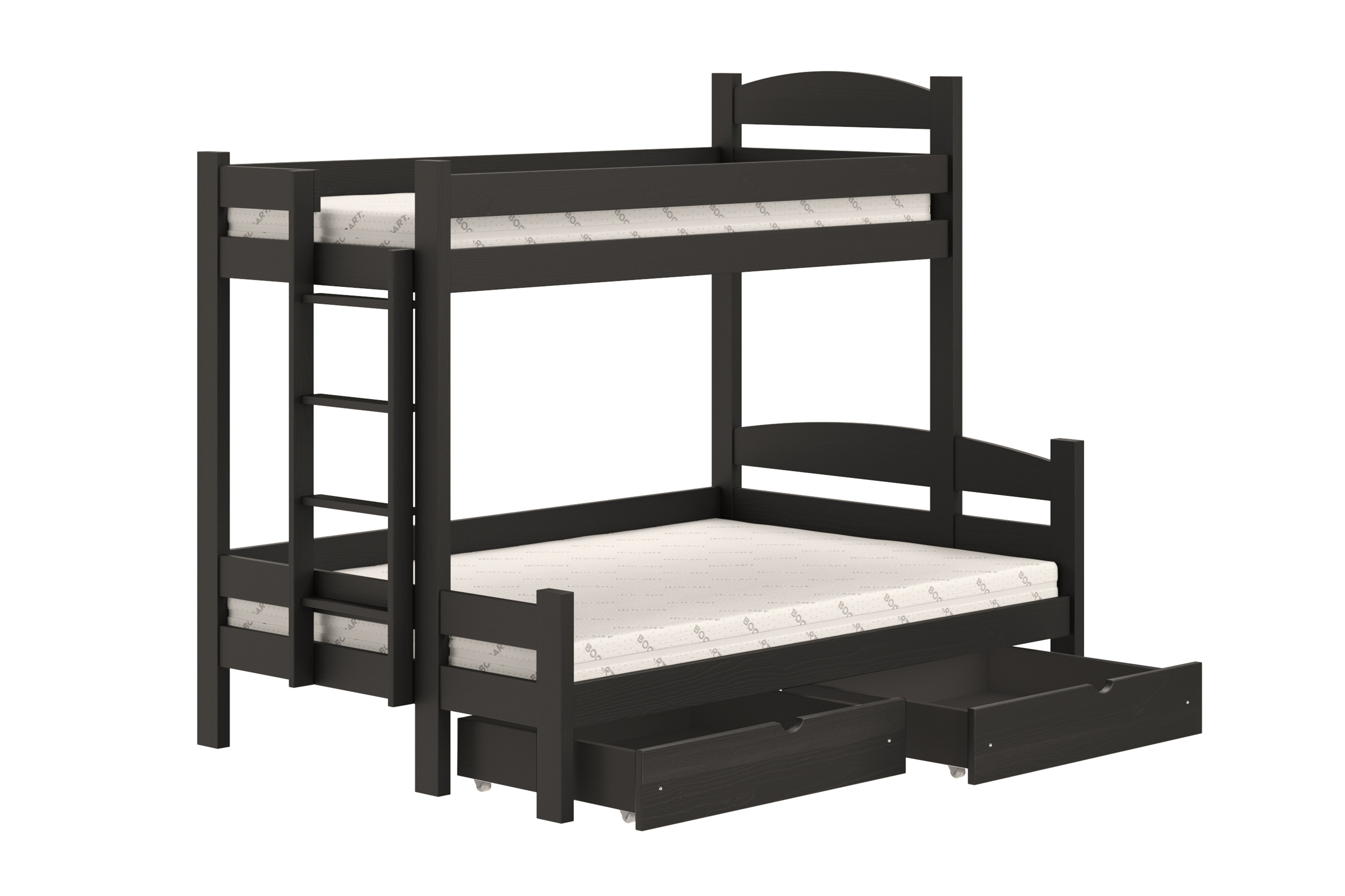 Poschodová posteľ Lovic so zásuvkami ľavá - čierny, 80x200/120x200 Posteľ poschodová Lovic 80x200/120x200 so zásuvkami ľavá strana - Čierny