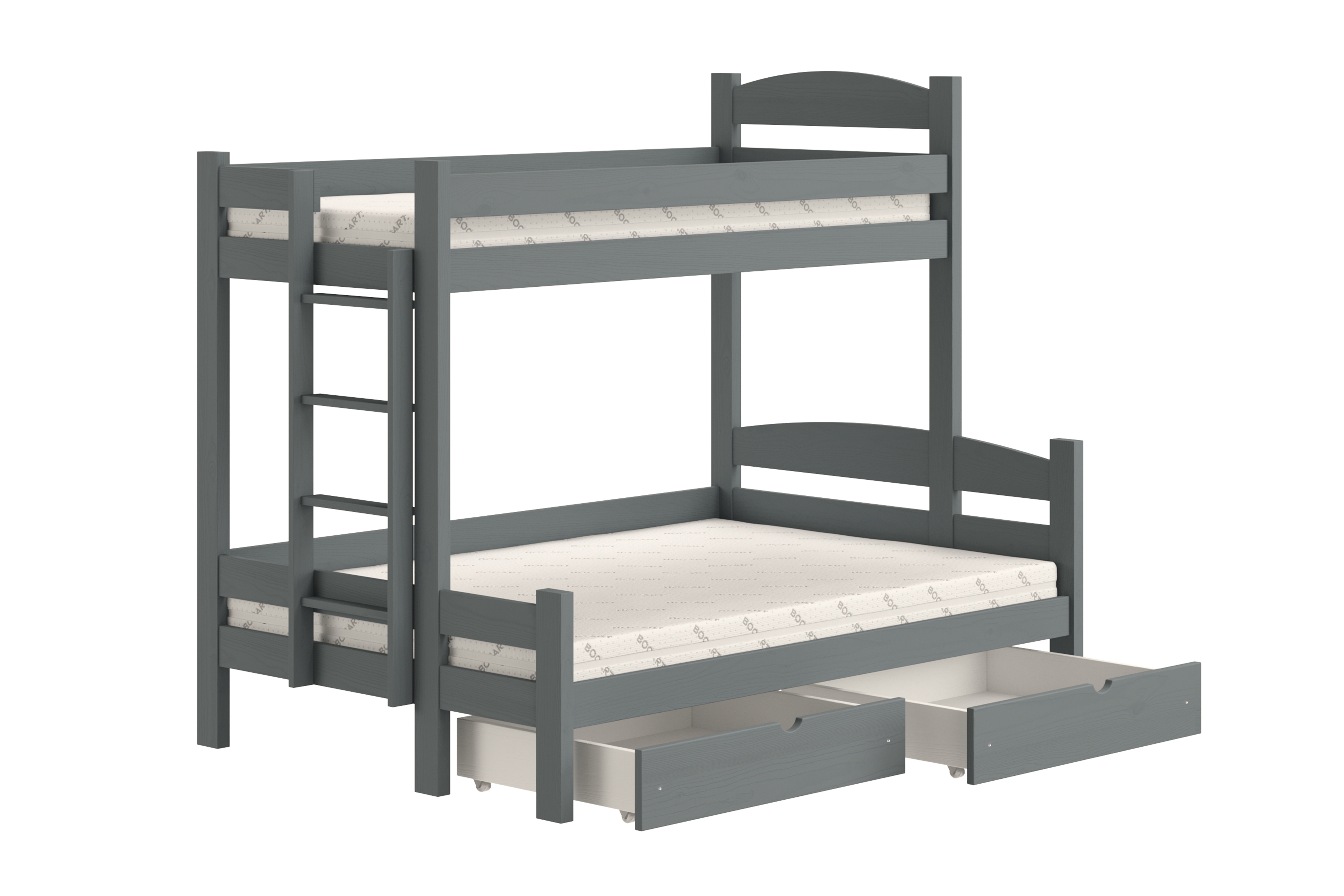 Poschodová posteľ Lovic so zásuvkami ľavá - grafit, 80x200/120x200 Posteľ poschodová Lovic 80x200/120x200 so zásuvkami ľavá strana - grafit 