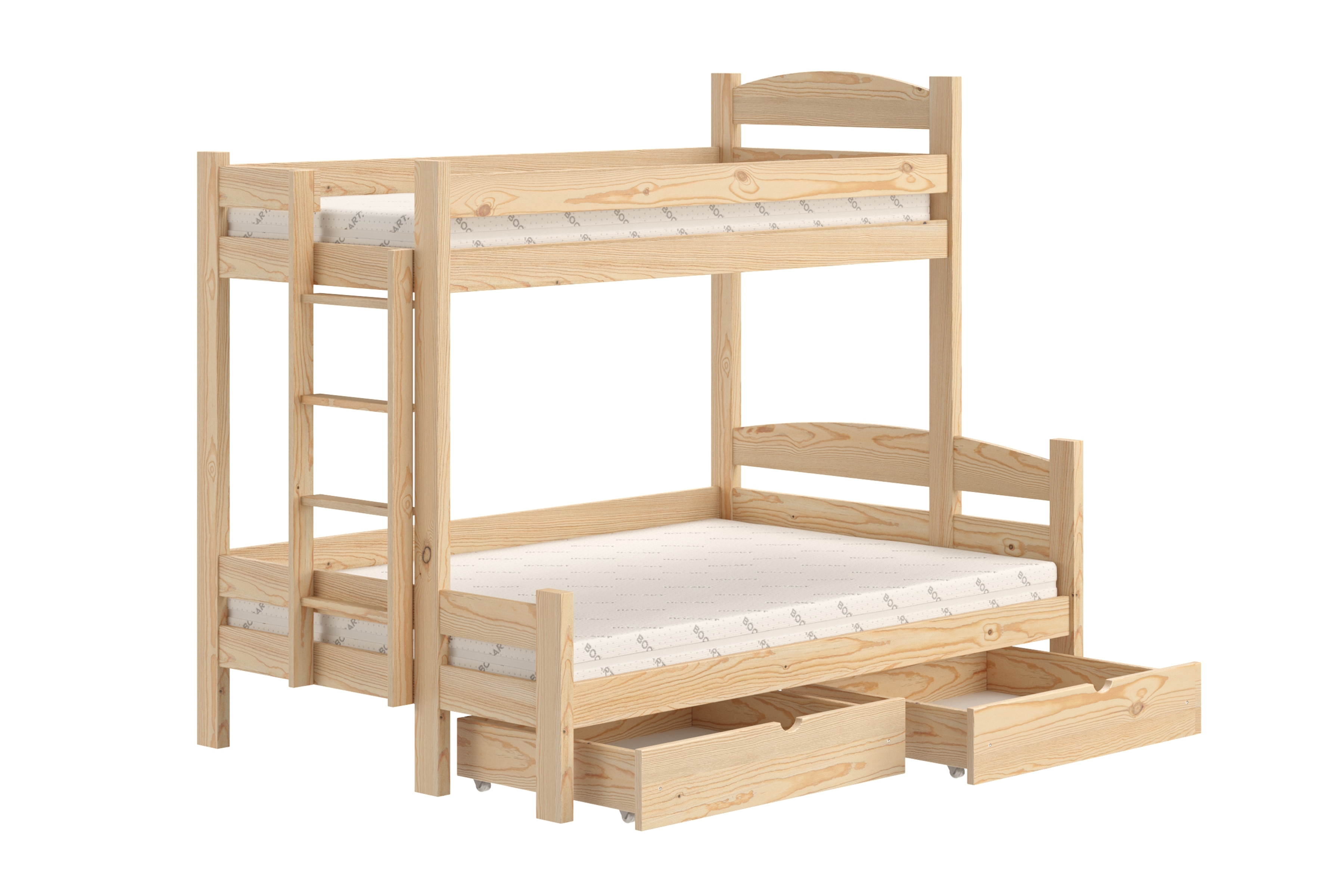 Poschodová posteľ Lovic so zásuvkami ľavá - borovica, 80x200/120x200 Posteľ poschodová Lovic 80x200/120x200 so zásuvkami ľavá strana - Borovica