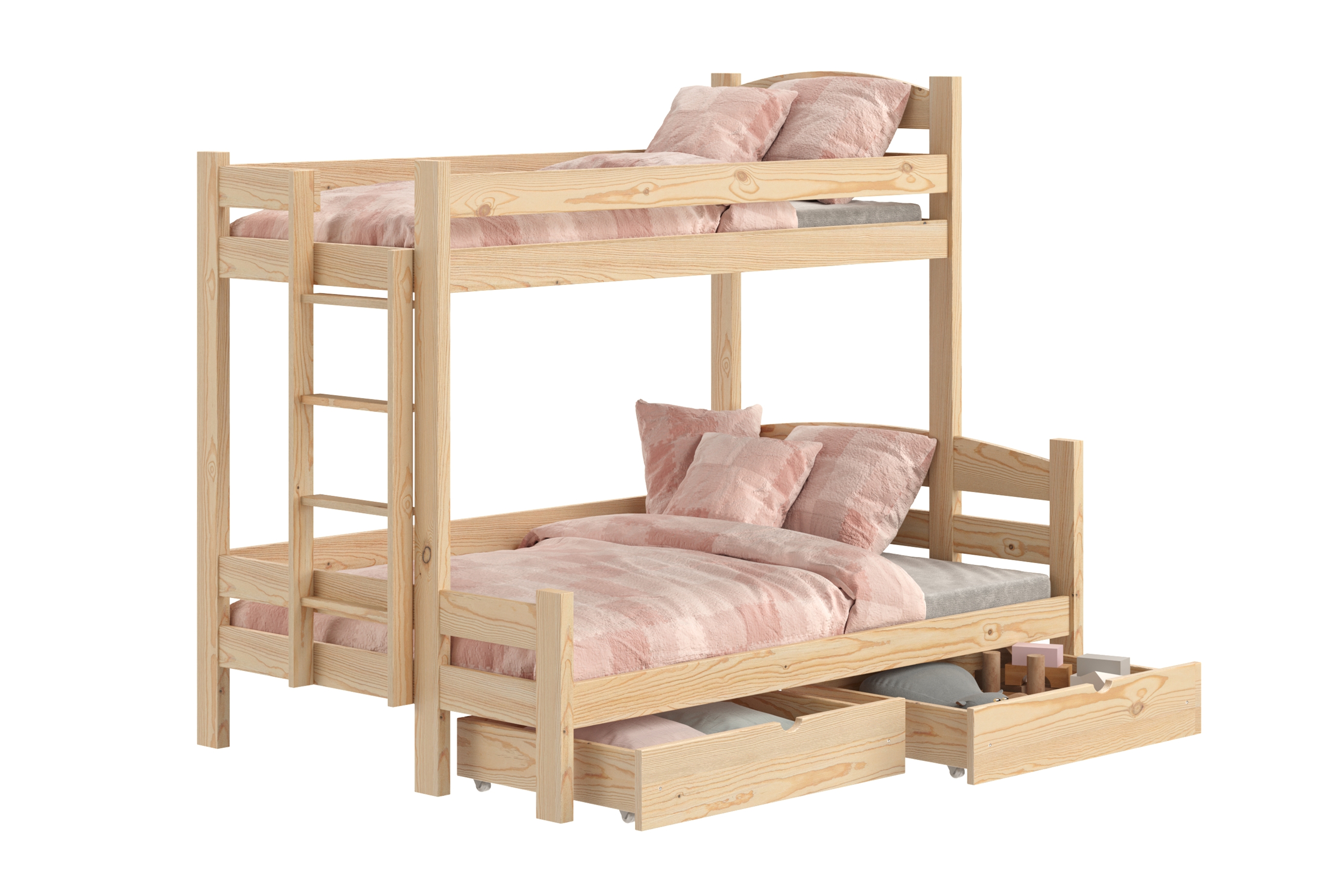 Poschodová posteľ Lovic so zásuvkami ľavá - borovica, 80x200/120x200 Posteľ poschodová Lovic 80x200/120x200 so zásuvkami ľavá strana - Borovica