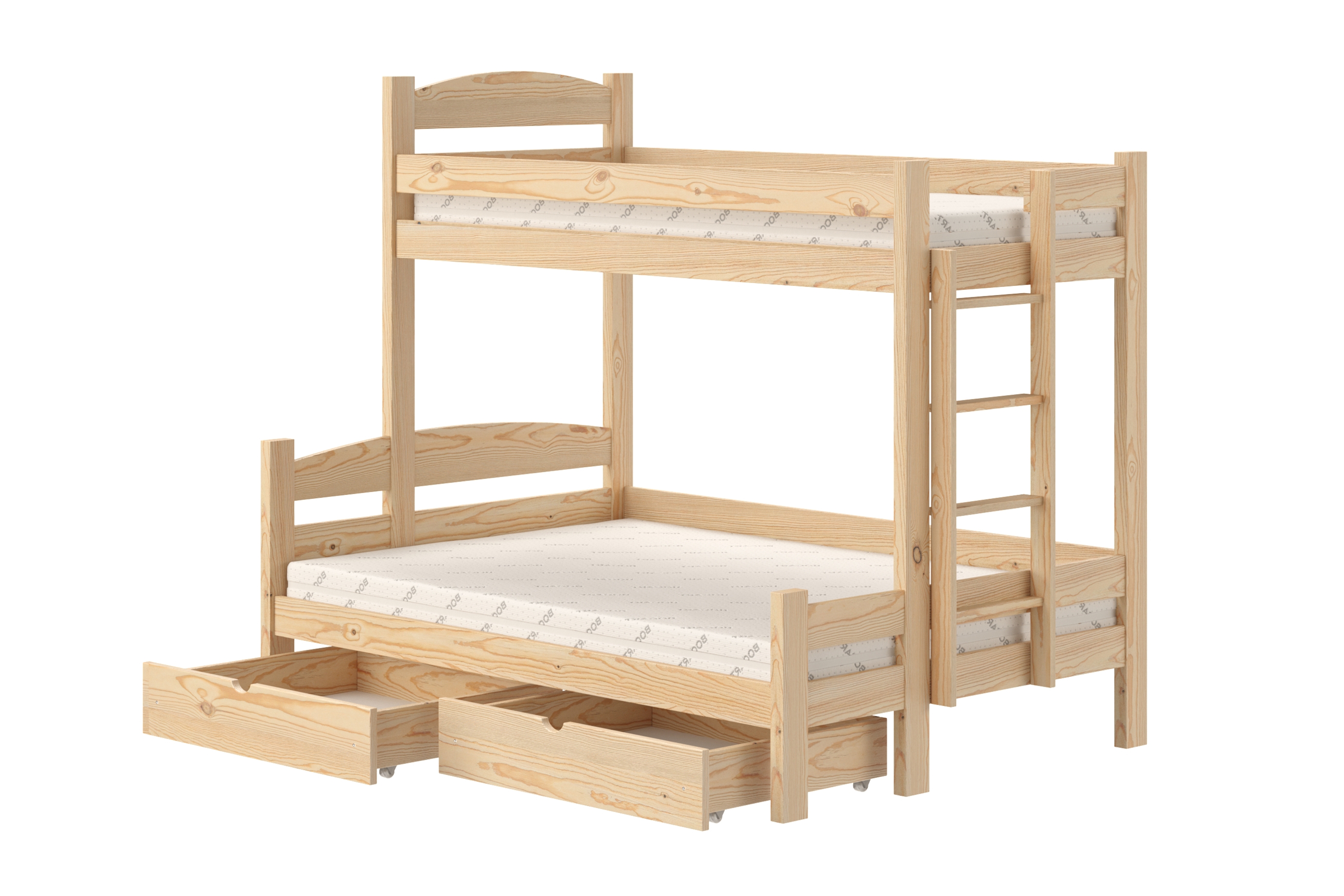 Patrová postel Lovic pravá 80x200/120x200 cm - borovice Postel patrová  Lovic 80x200/120x200 se zásuvkami pravá - borovice