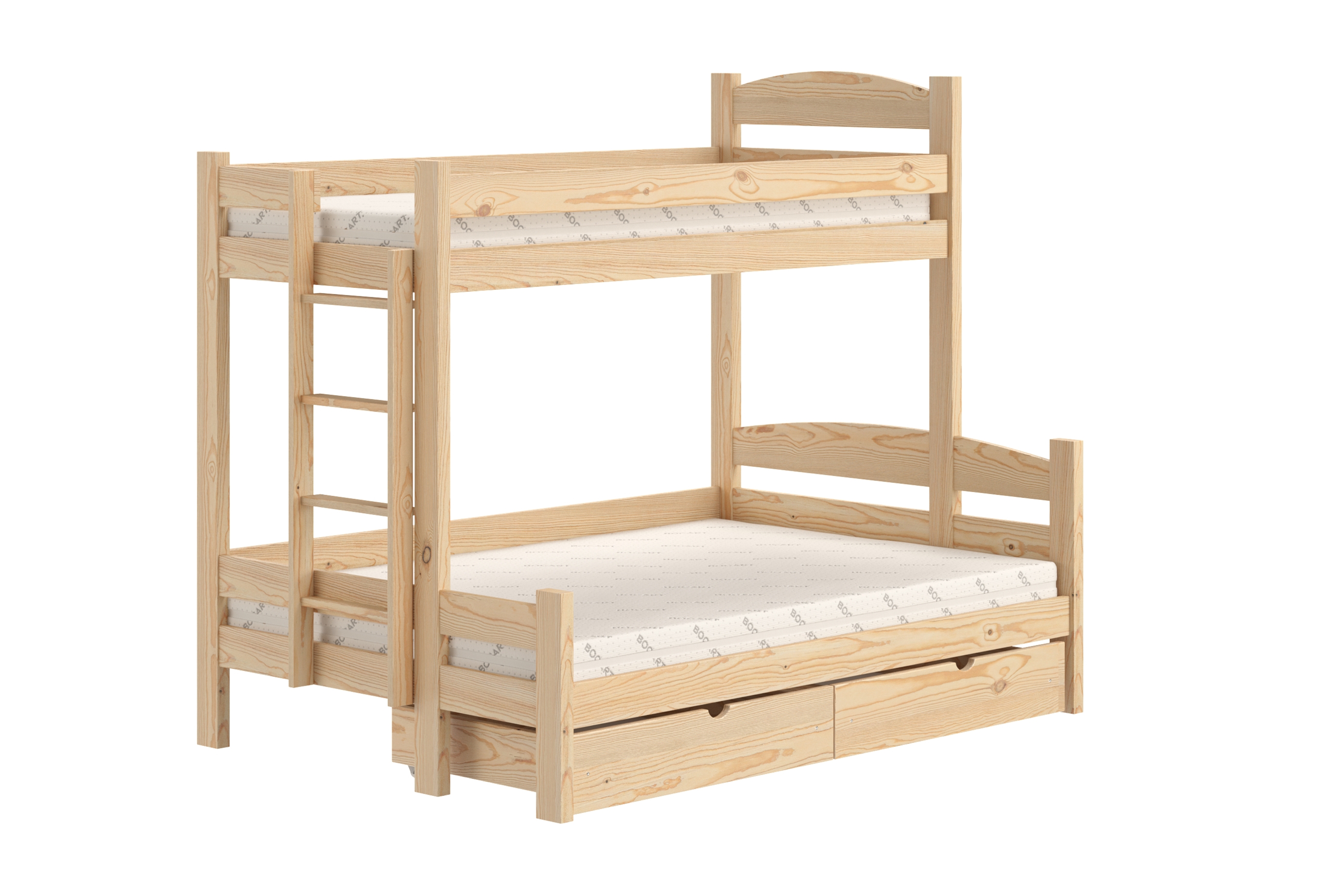 Patrová postel Lovic levá 80x200/140x200 cm - borovice Postel patrová  Lovic 80x200/140x200 se zásuvkami levá - borovice