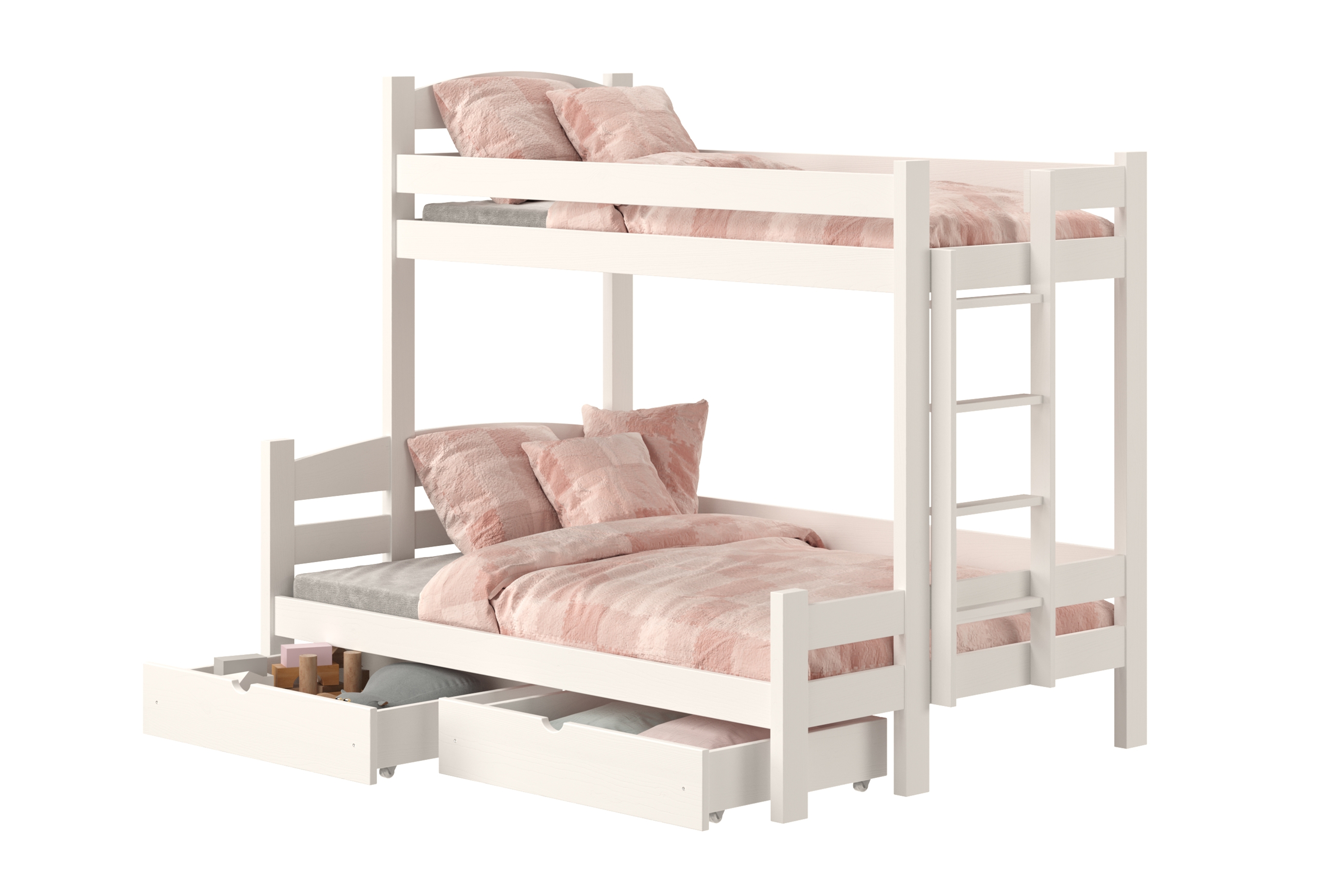 Patrová postel Lovic pravá 80x200/140x200 cm - bílá Postel patrová  Lovic 80x200/140x200 se zásuvkami pravá - bílá