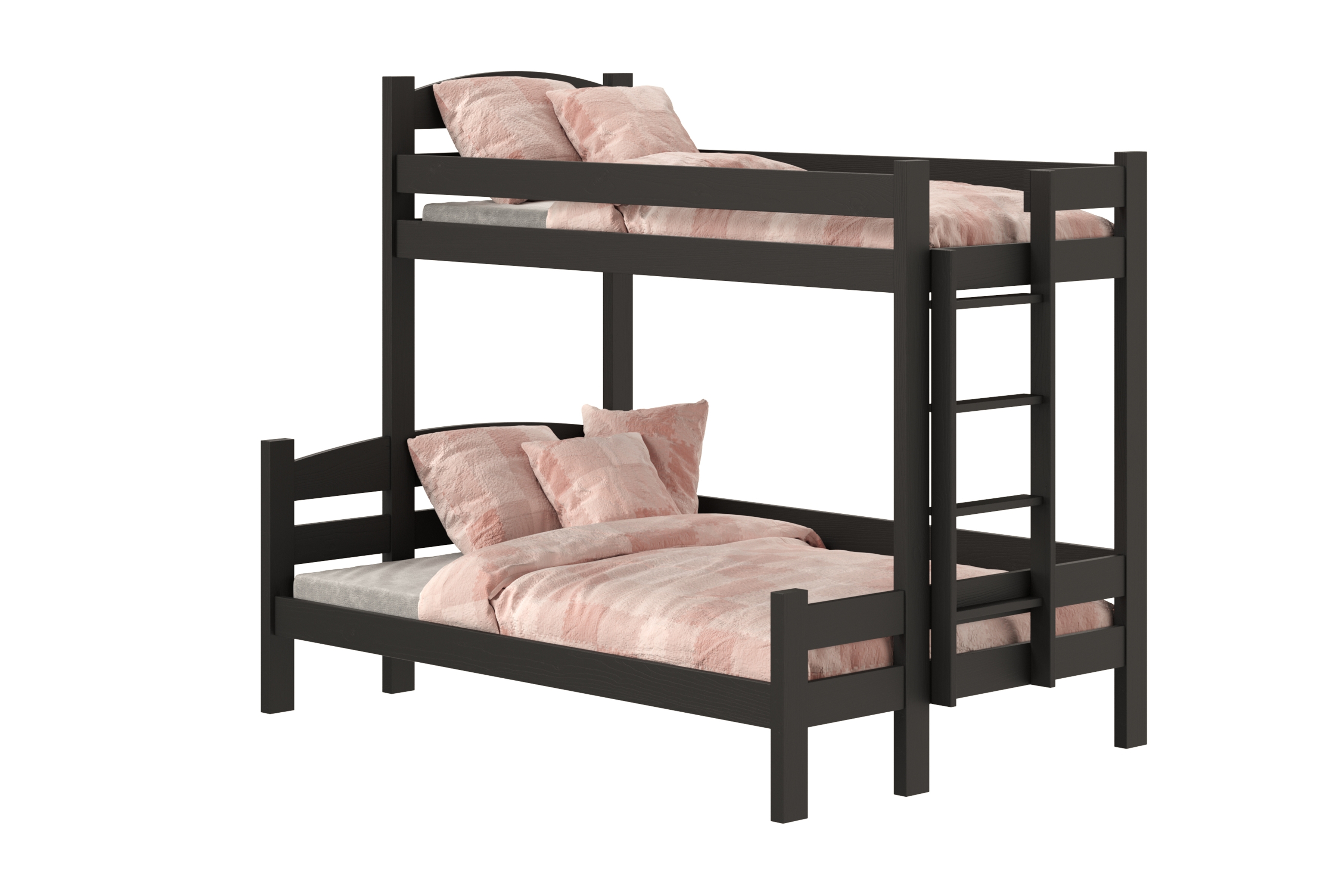 Patrová postel Lovic pravá 80x200/140x200 cm - černá Postel patrová  Lovic 80x200/140x200 se zásuvkami pravá - černá