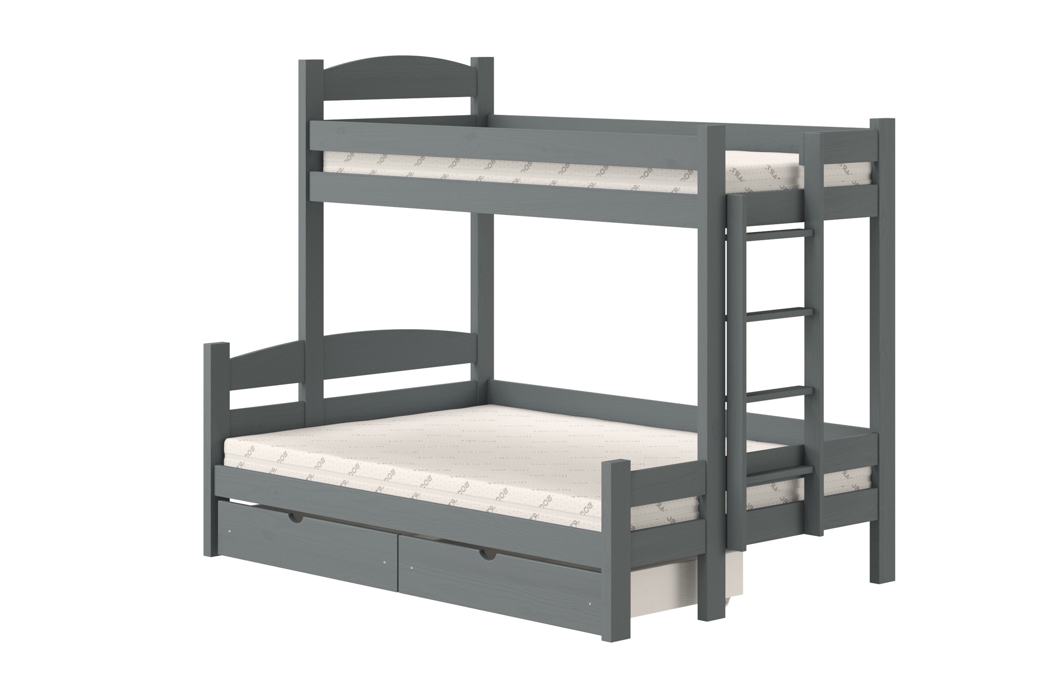 Patrová postel Lovic pravá 80x200/140x200 cm - grafitová Postel patrová  Lovic 80x200/140x200 se zásuvkami pravá - grafit