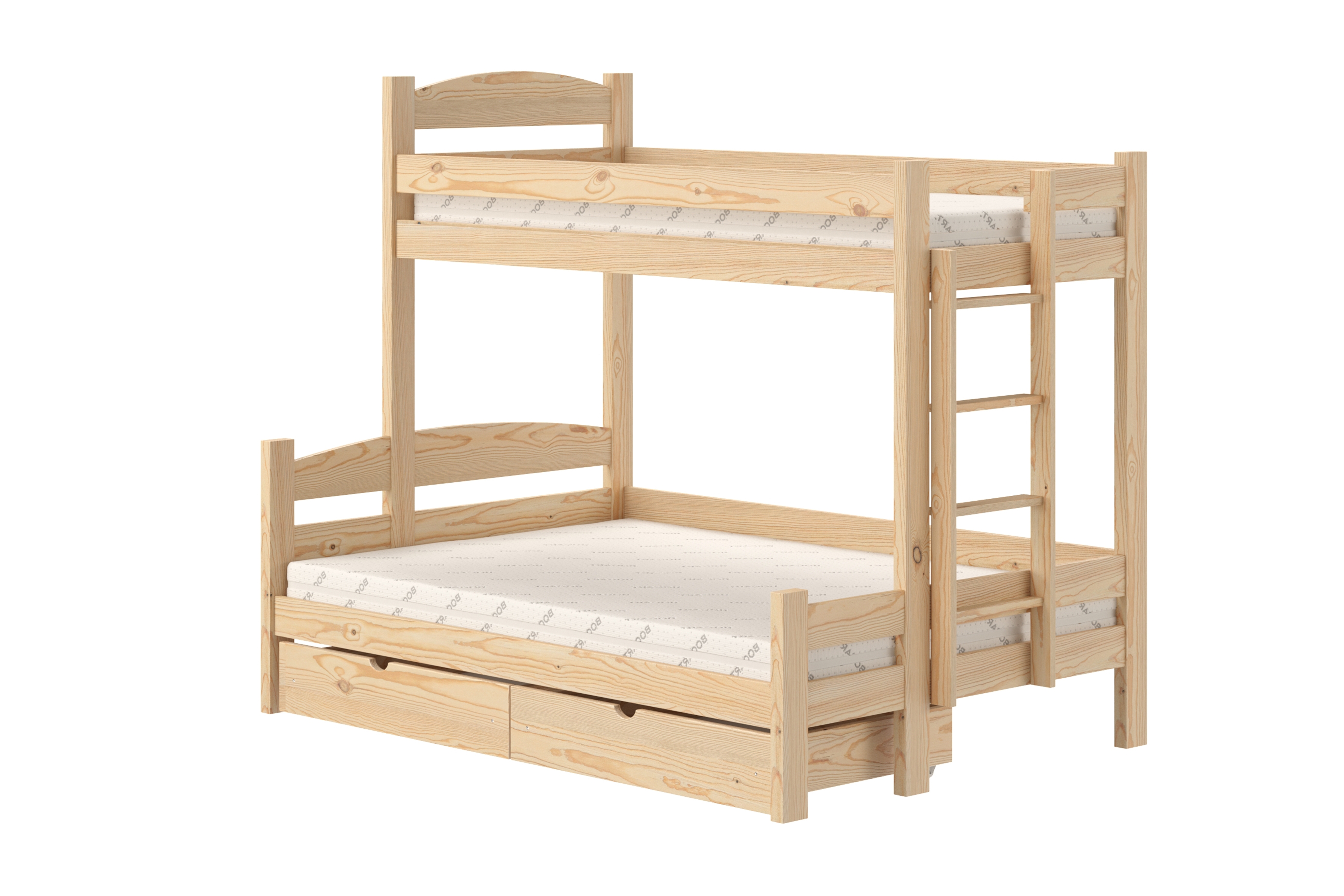 Patrová postel Lovic pravá 80x200/140x200 cm - borovice Postel patrová  Lovic 80x200/140x200 se zásuvkami pravá - borovice