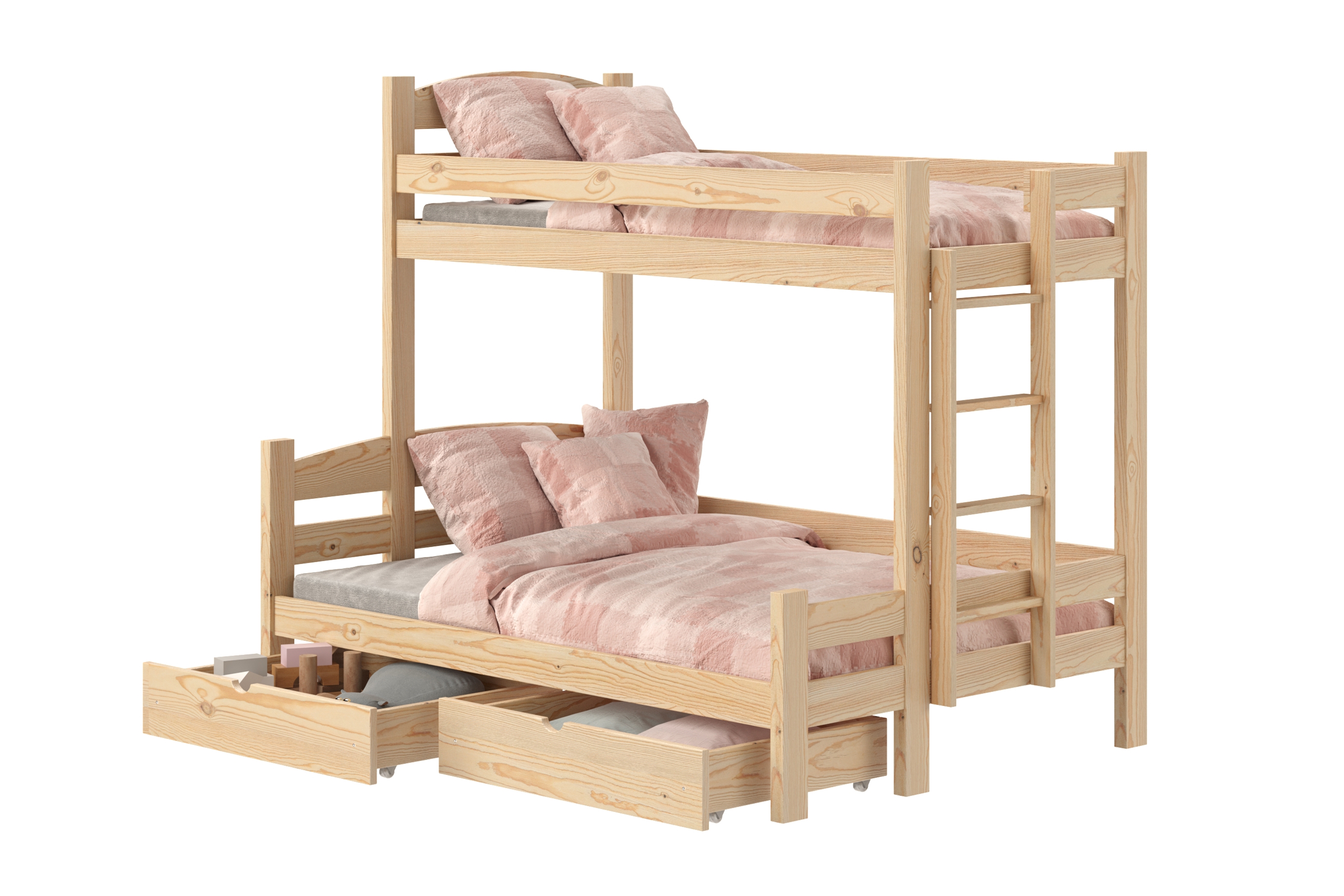 Patrová postel Lovic pravá 80x200/140x200 cm - borovice Postel patrová  Lovic 80x200/140x200 se zásuvkami pravá - borovice