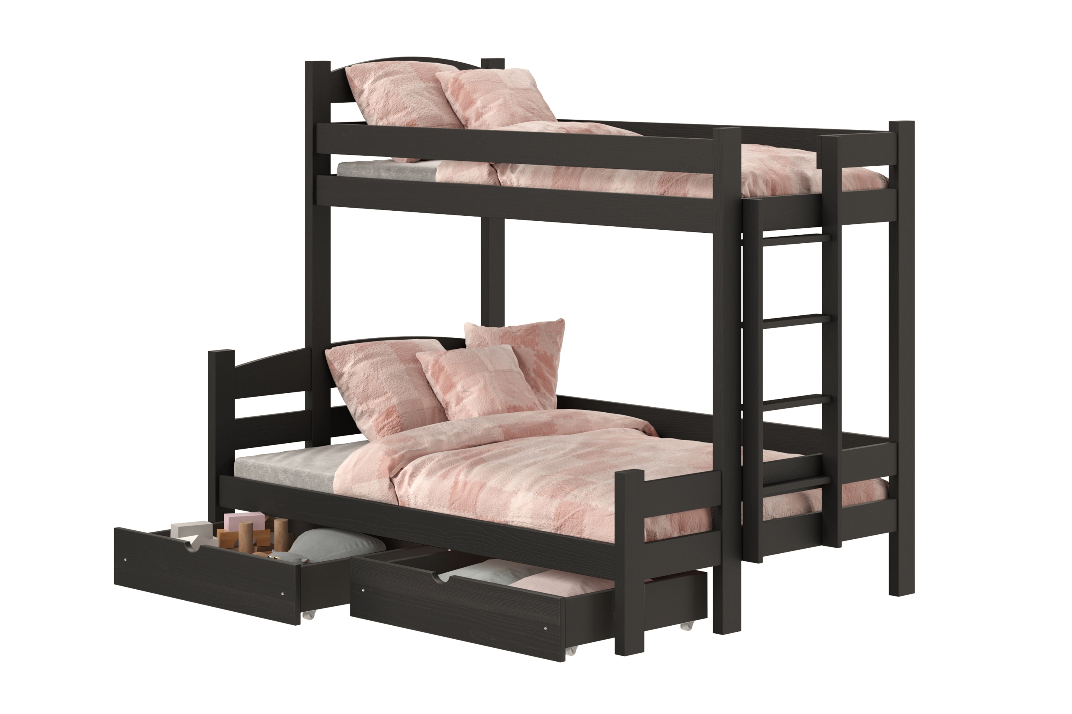 Poschodová posteľ Lovic so zásuvkami pravá - čierny, 90x200/120x200 Posteľ poschodová Lovic 90x200/120x200 so zásuvkami  pravá strana - Čierny