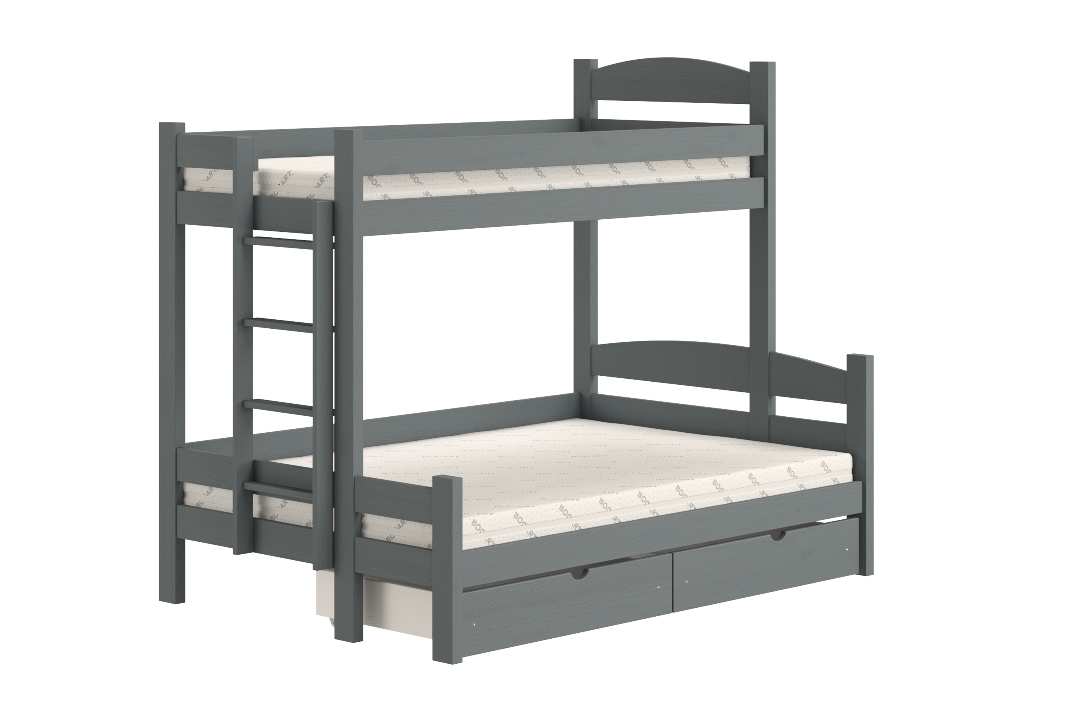 Patrová postel Lovic levá 90x200/120x200 cm - grafitová Postel patrová  Lovic 90x200/120x200 se zásuvkami levá - grafit