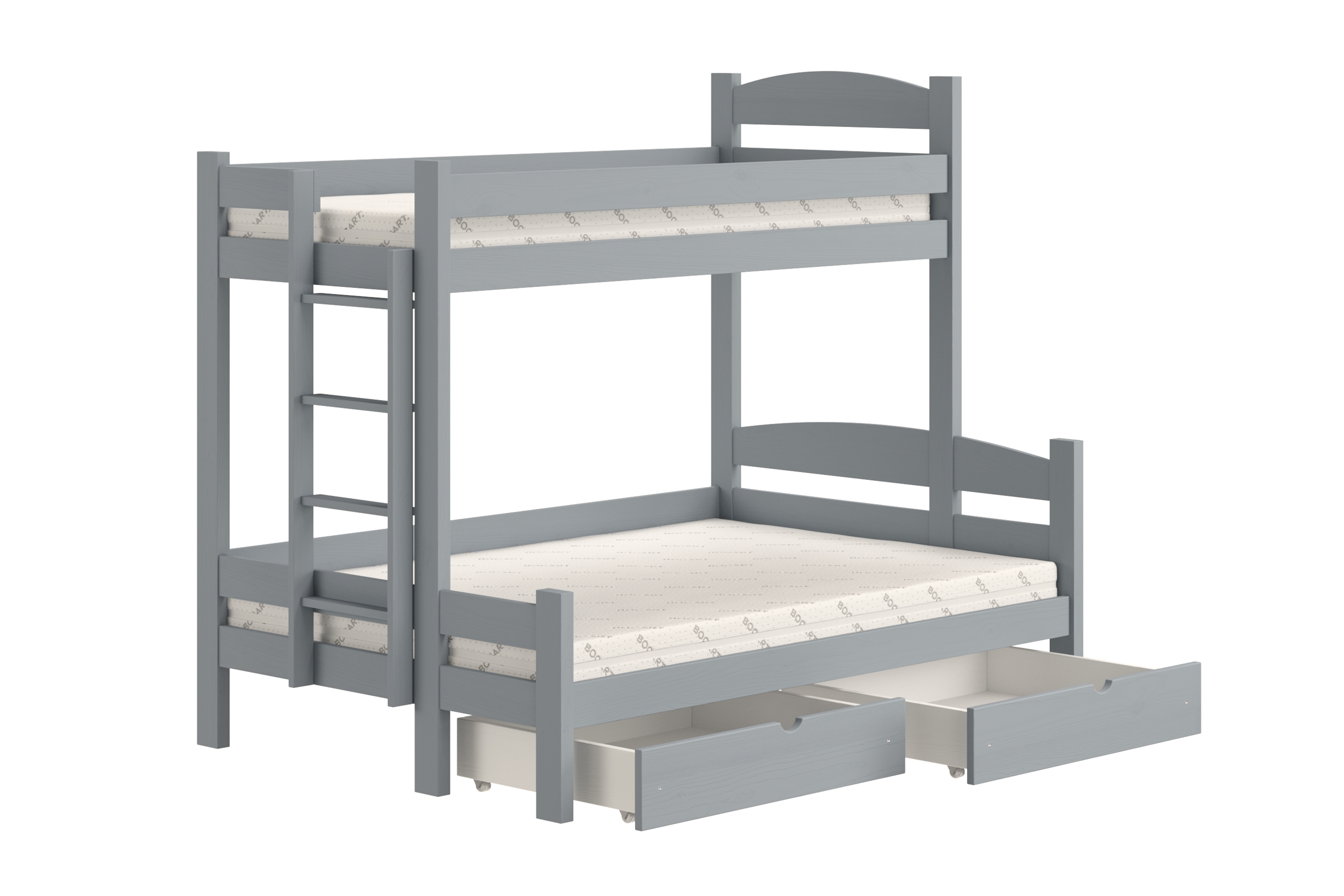 Poschodová posteľ Lovic so zásuvkami ľavá - šedý, 90x200/120x200 Posteľ poschodová Lovic 90x200/120x200 so zásuvkami ľavá strana - šedý