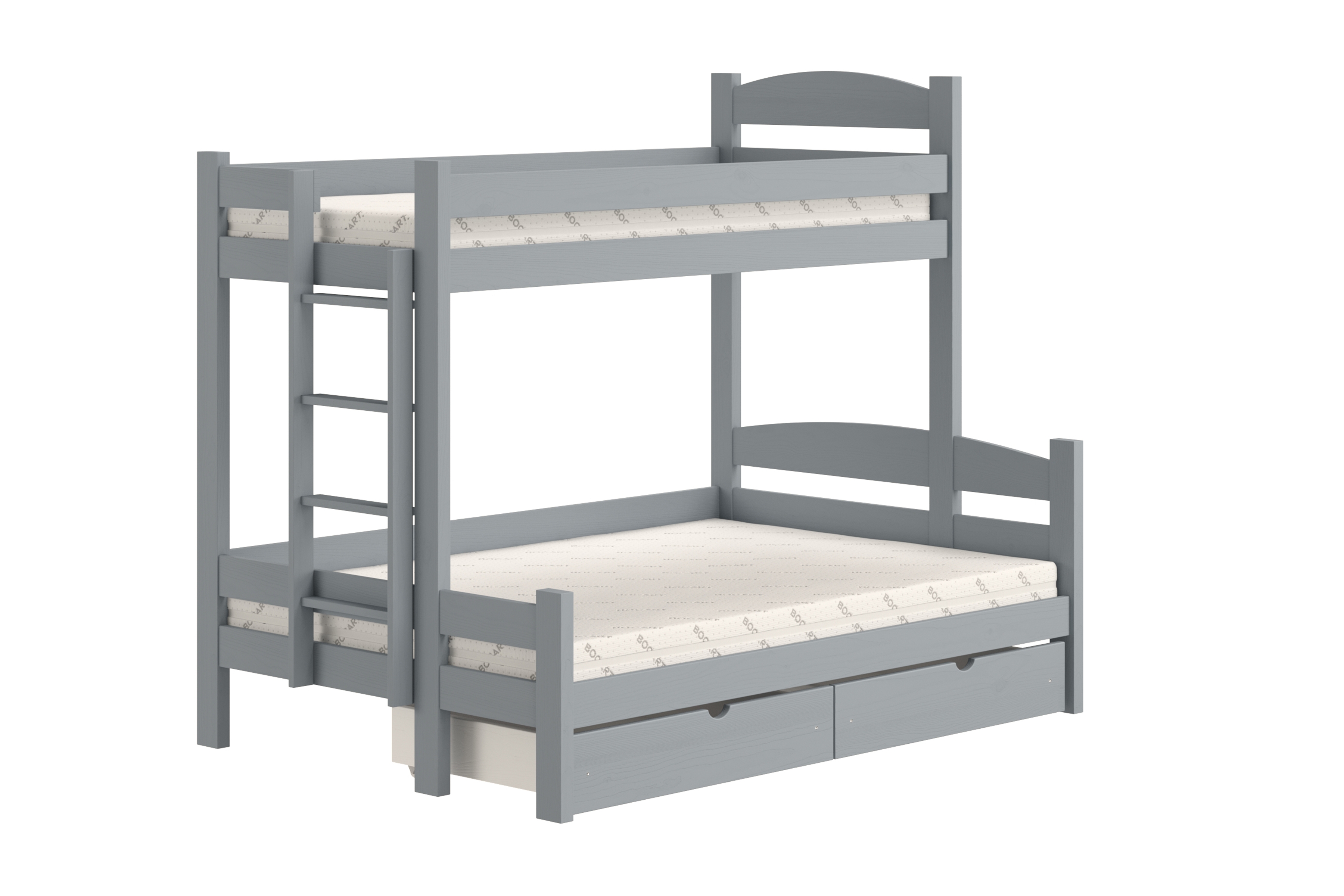 Poschodová posteľ Lovic so zásuvkami ľavá - šedý, 90x200/120x200 Posteľ poschodová Lovic 90x200/120x200 so zásuvkami ľavá strana - šedý