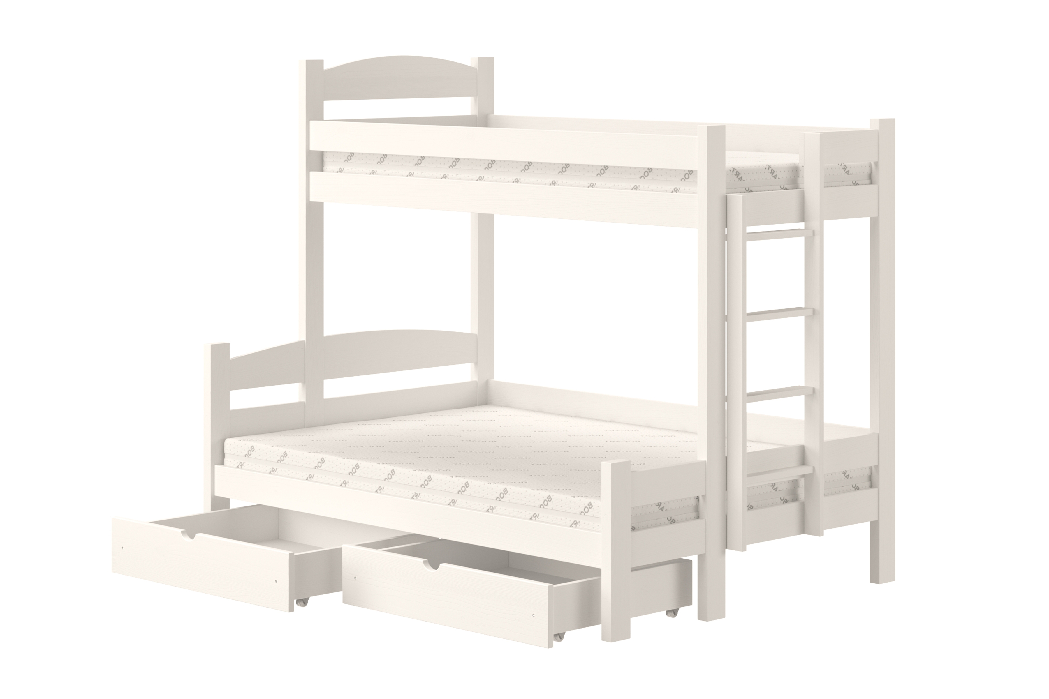 Patrová postel Lovic pravá 90x200/120x200 cm - bílá Postel patrová  Lovic 90x200/120x200 se zásuvkami pravá - bílá