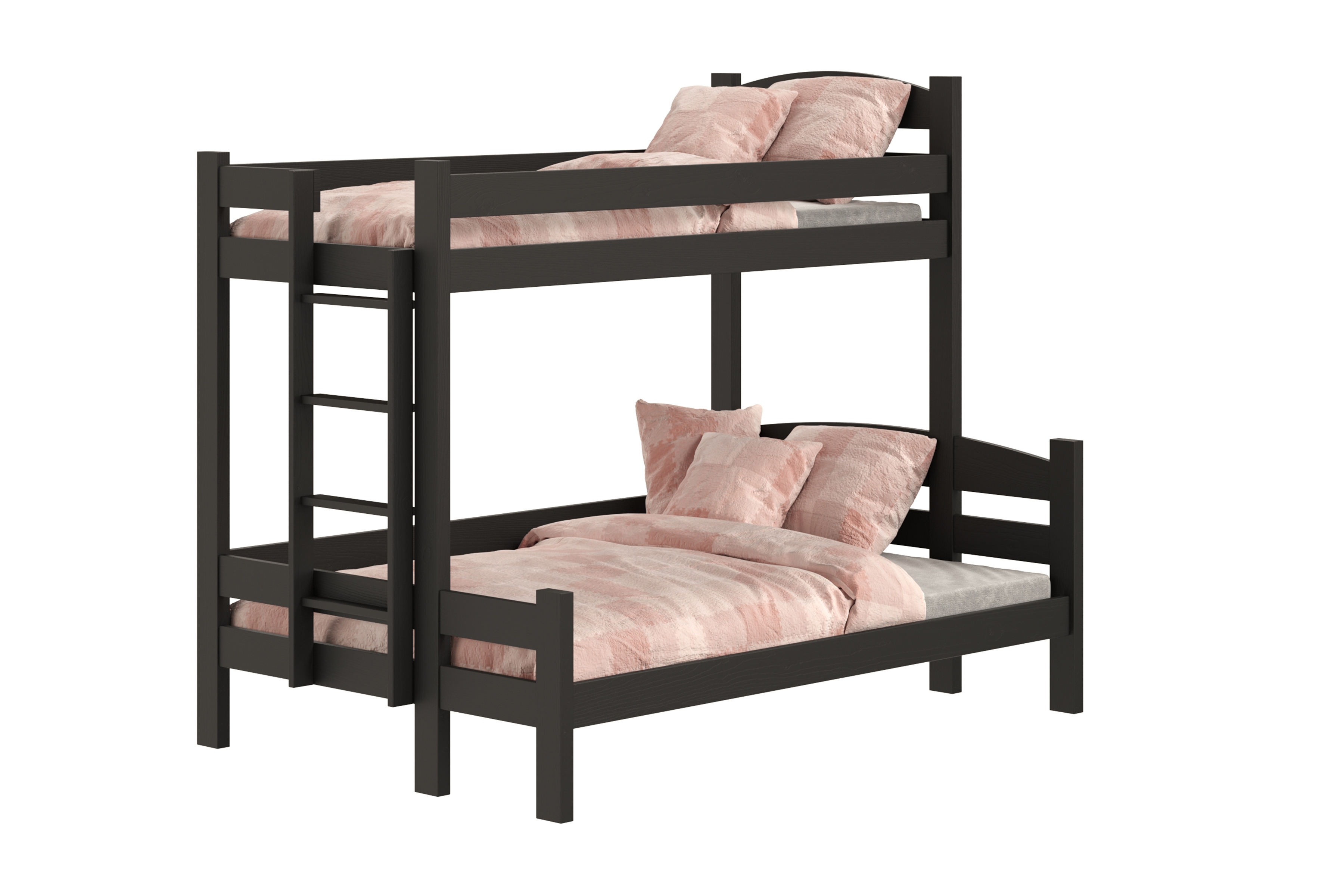 Patrová postel Lovic levá 90x200/140x200 cm - černá Postel patrová  Lovic 90x200/140x200 se zásuvkami levá - černá 