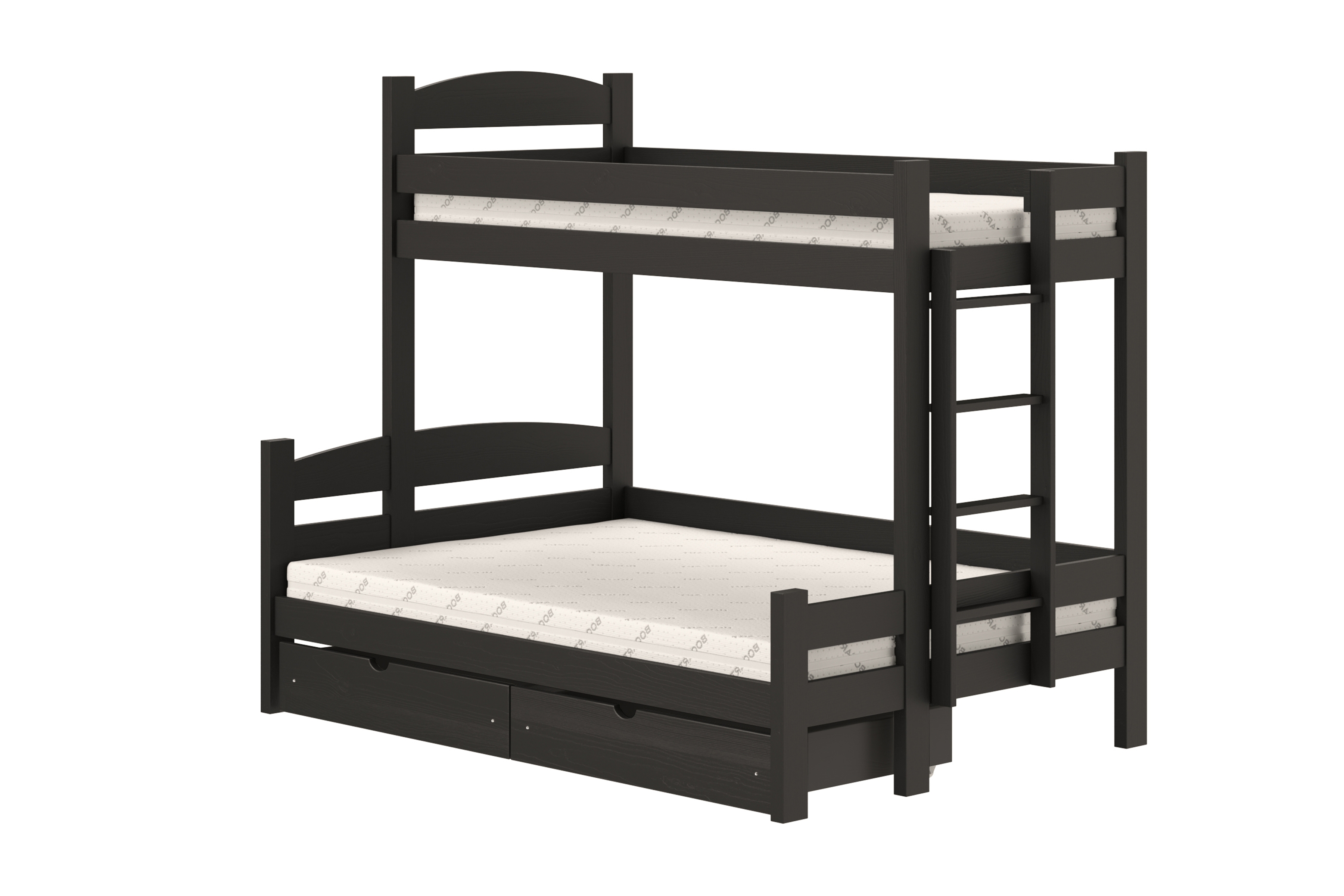 Poschodová posteľ Lovic so zásuvkami pravá - čierny, 90x200/140x200 Posteľ poschodová Lovic 90x200/140x200 so zásuvkami pravá strana - Čierny 