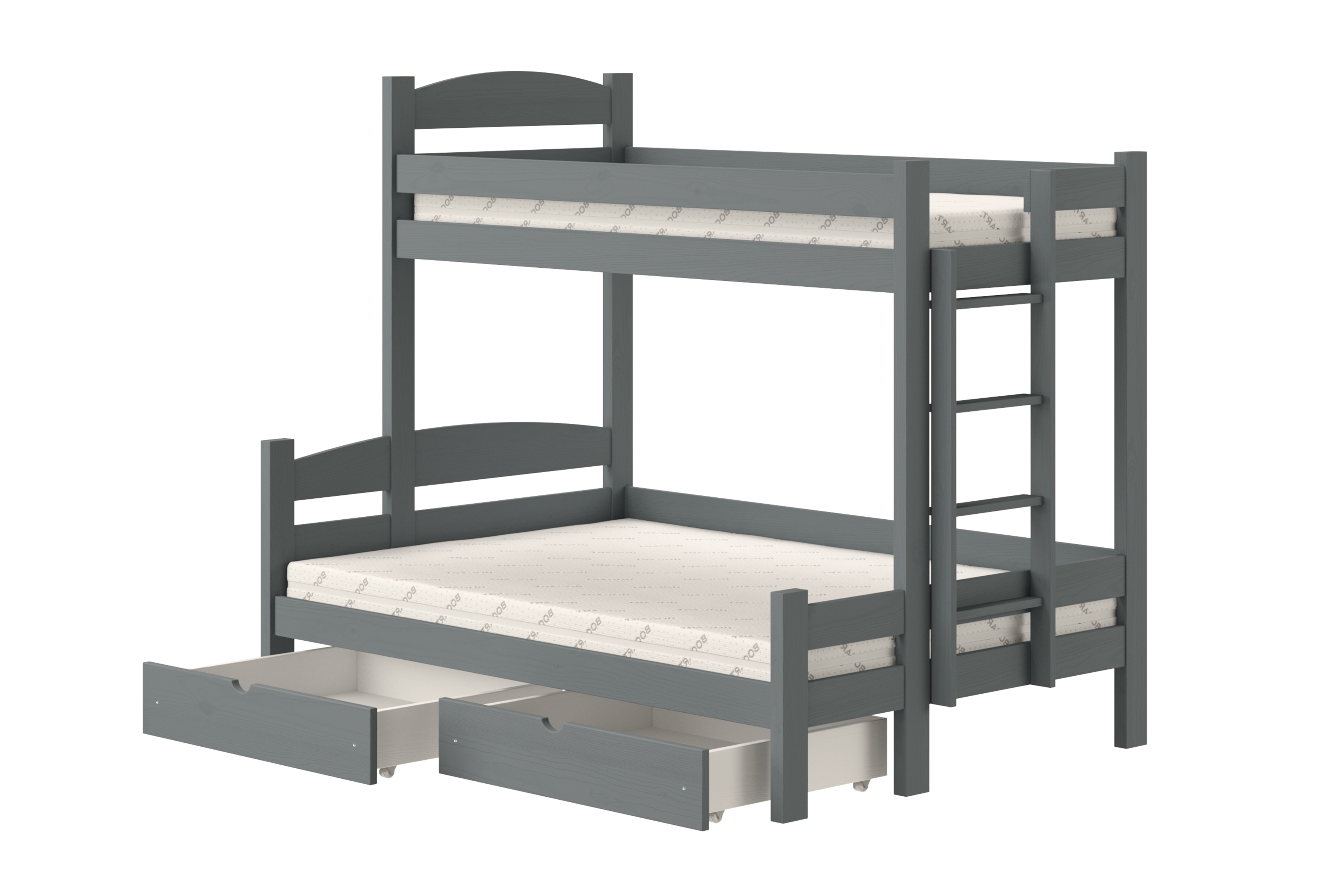 Poschodová posteľ Lovic so zásuvkami pravá - grafit, 90x200/140x200 Posteľ poschodová Lovic 90x200/140x200 so zásuvkami pravá strana - grafit
