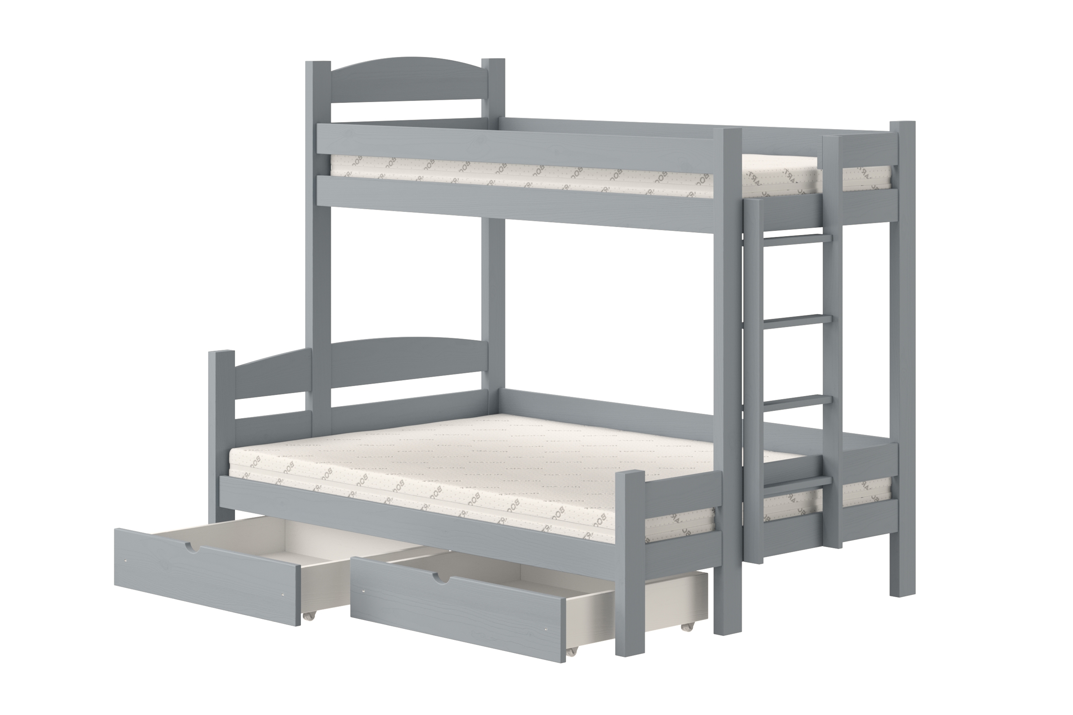 Poschodová posteľ Lovic so zásuvkami pravá - šedý, 90x200/140x200 Posteľ poschodová Lovic 90x200/140x200 so zásuvkami pravá strana - šedý 