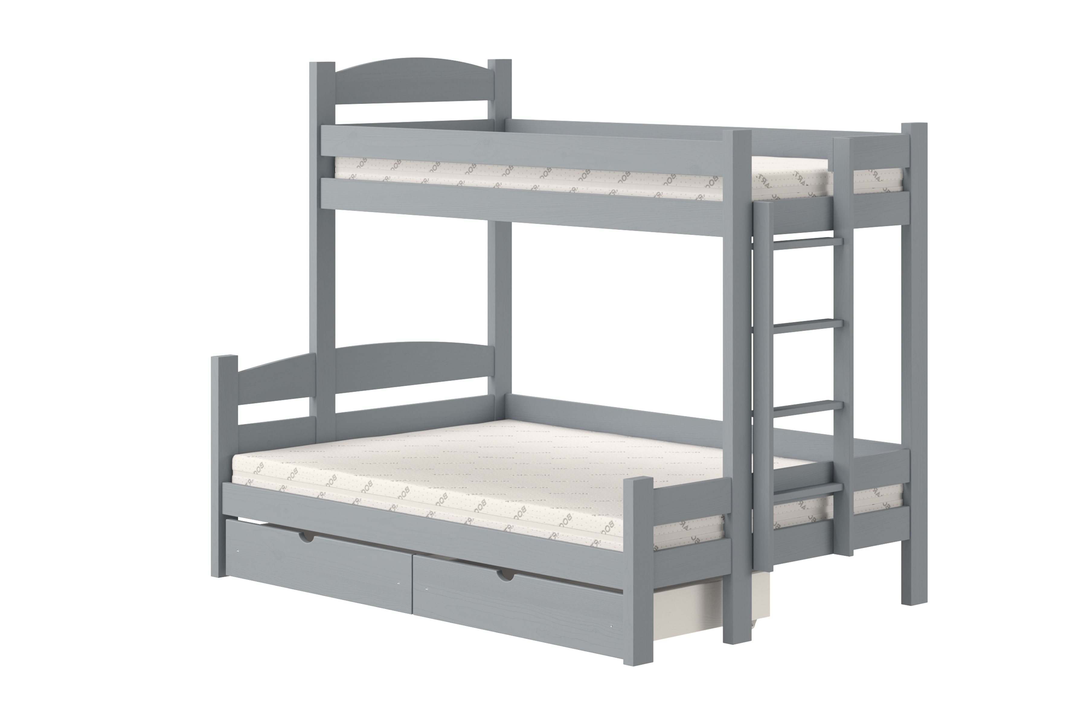 Poschodová posteľ Lovic so zásuvkami pravá - šedý, 90x200/140x200 Posteľ poschodová Lovic 90x200/140x200 so zásuvkami pravá strana - šedý 