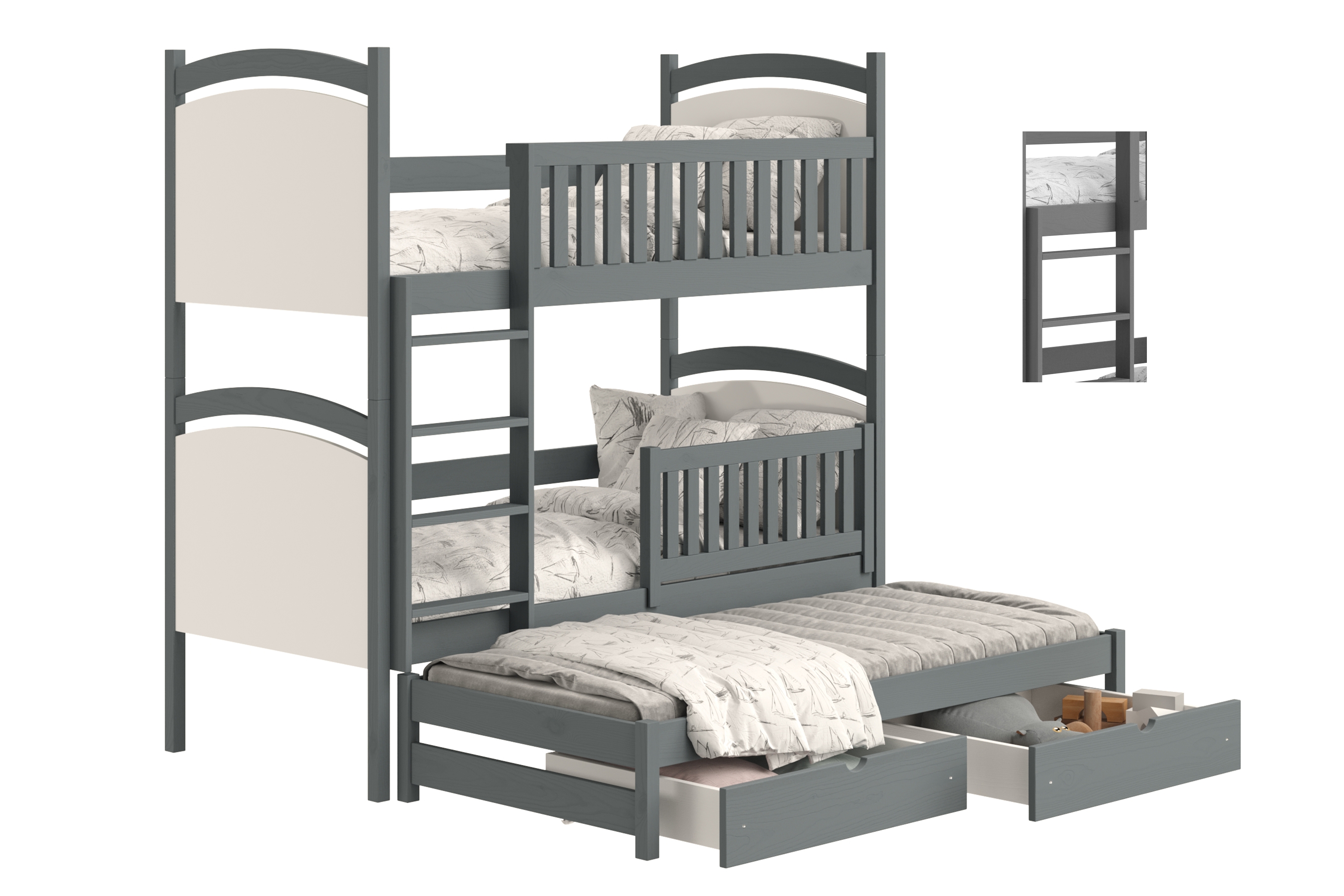 Patrová výsuvná postel Amely s tabulí na fixy 80x160 cm - grafitová Postel patrová  výsuvná z tablica suchoscieralna Amely - 80x160 / grafit 