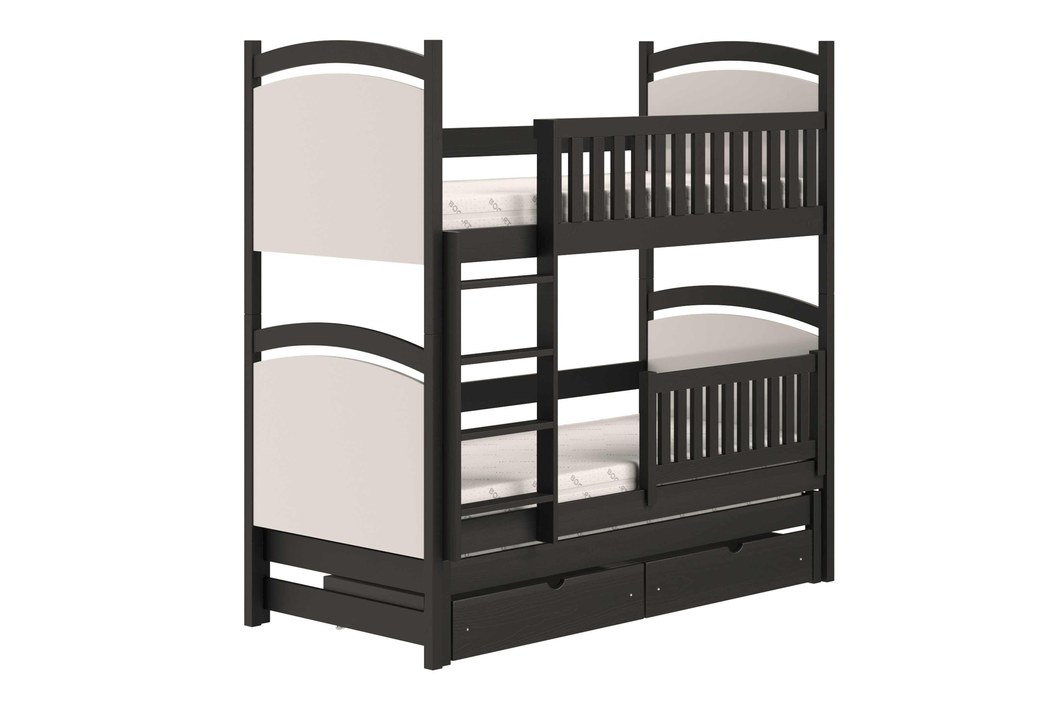 Poschodová posteľ s prístelkou s tabuľou Amely - Čierny, 80x180 Posteľ poschodová výsuvna z tablica suchoscieralna Amely - 80x180 / Čierny