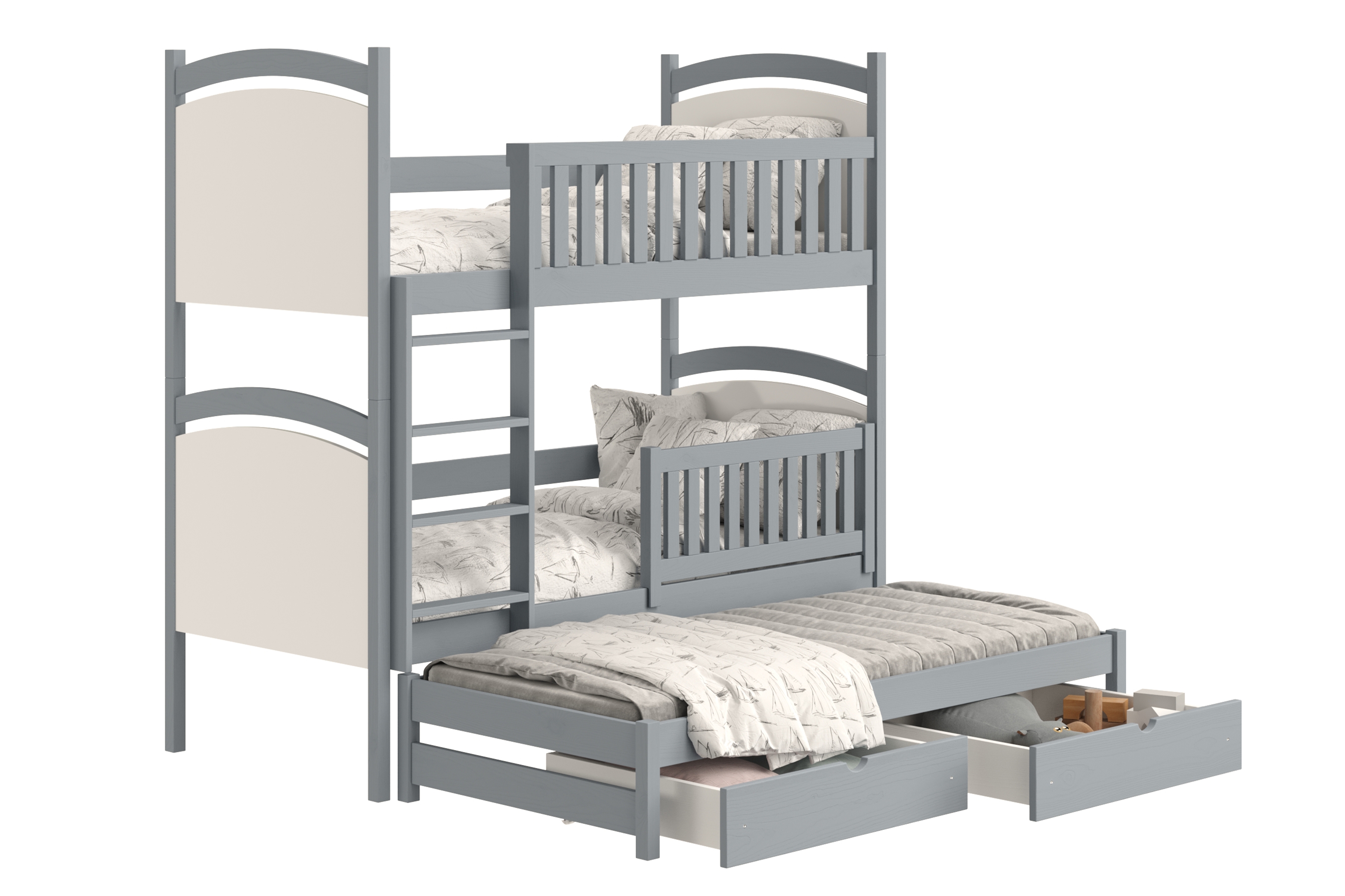 Patrová výsuvná postel Amely s tabulí na fixy 80x180 cm - šedá Postel patrová  výsuvná z tablica suchoscieralna Amely - 80x180 / šedá