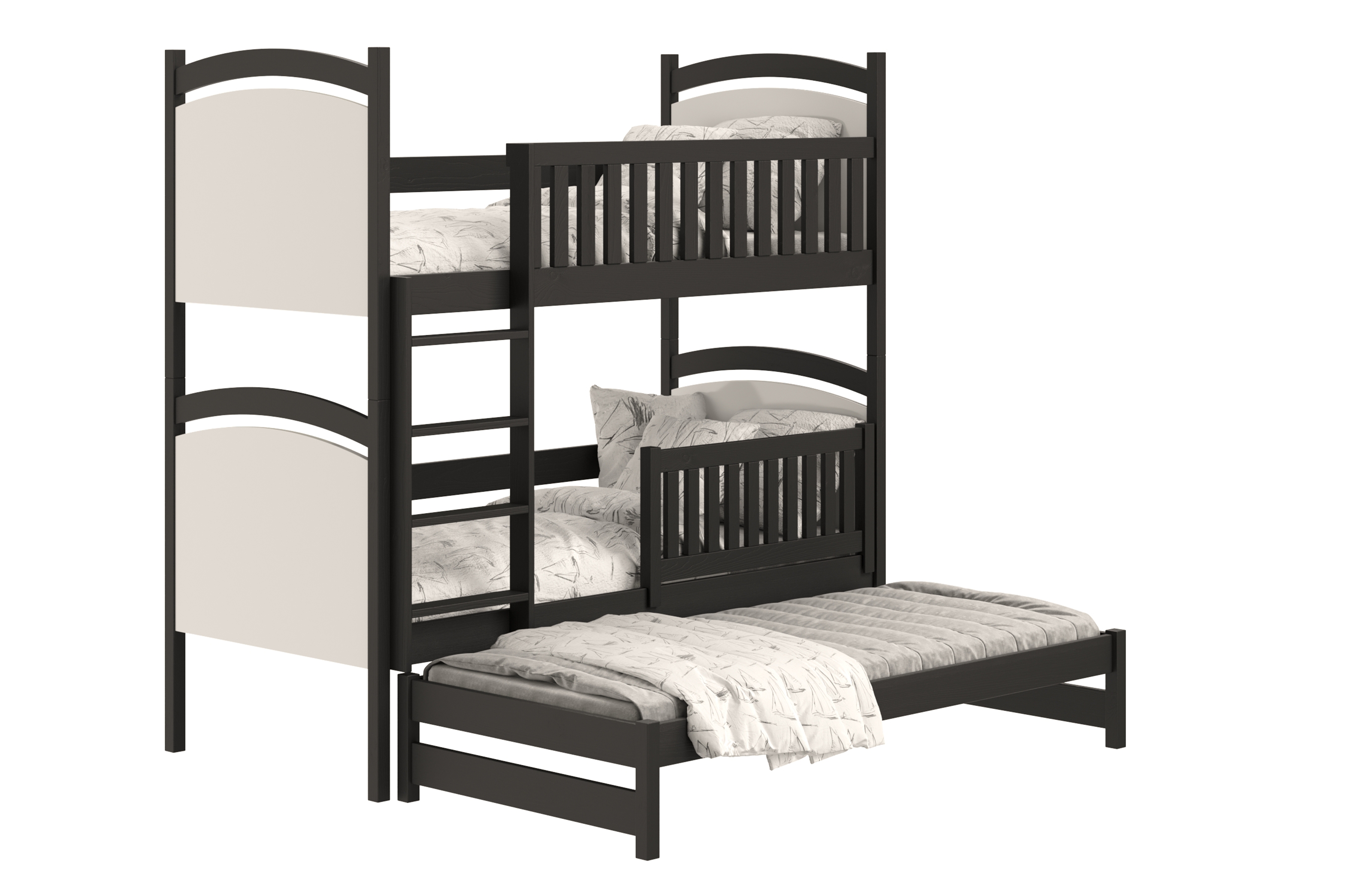 Poschodová posteľ s prístelkou s tabuľou Amely - Čierny, 90x180 Posteľ poschodová výsuvna z tablica suchoscieralna Amely - 90x180 / Čierny 