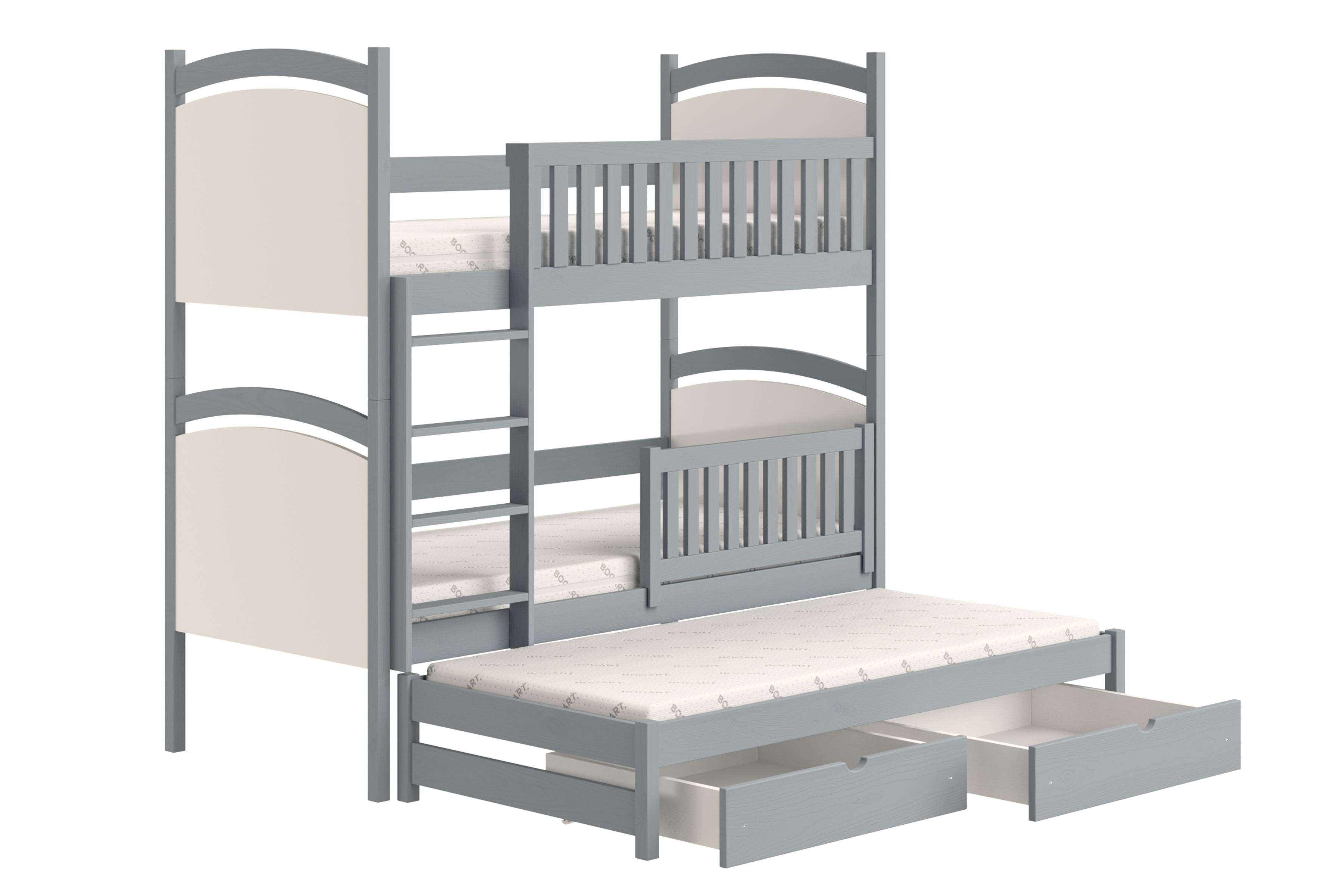 Patrová výsuvná postel Amely s tabulí na fixy 90x200 cm - šedá Postel patrová  výsuvná z tablica suchoscieralna Amely - 90x200 / šedá