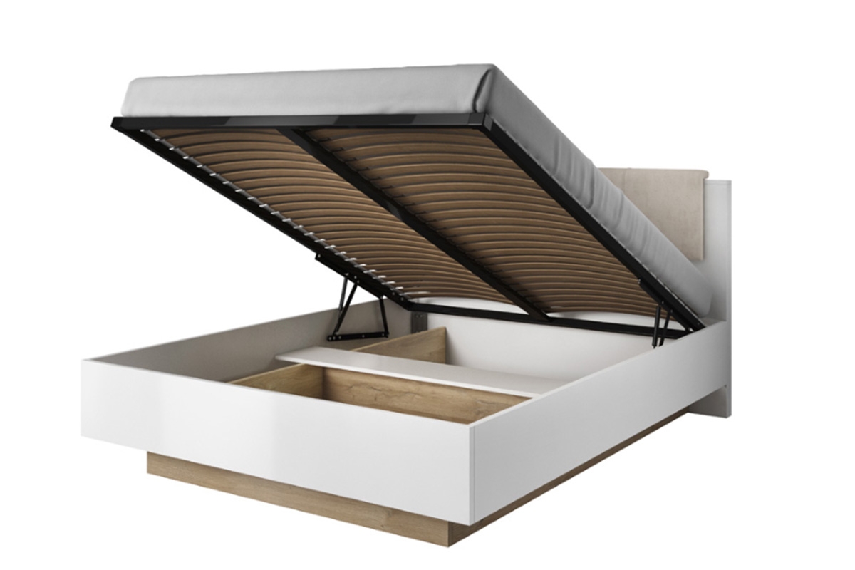 Postel Arcano S 160x200 cm s vnitřním úložným prostorem - bílá / dub grandson postel do ložnice Arcano S vnitřním úložným prostorem160x200 - Bílý/Dub grandson