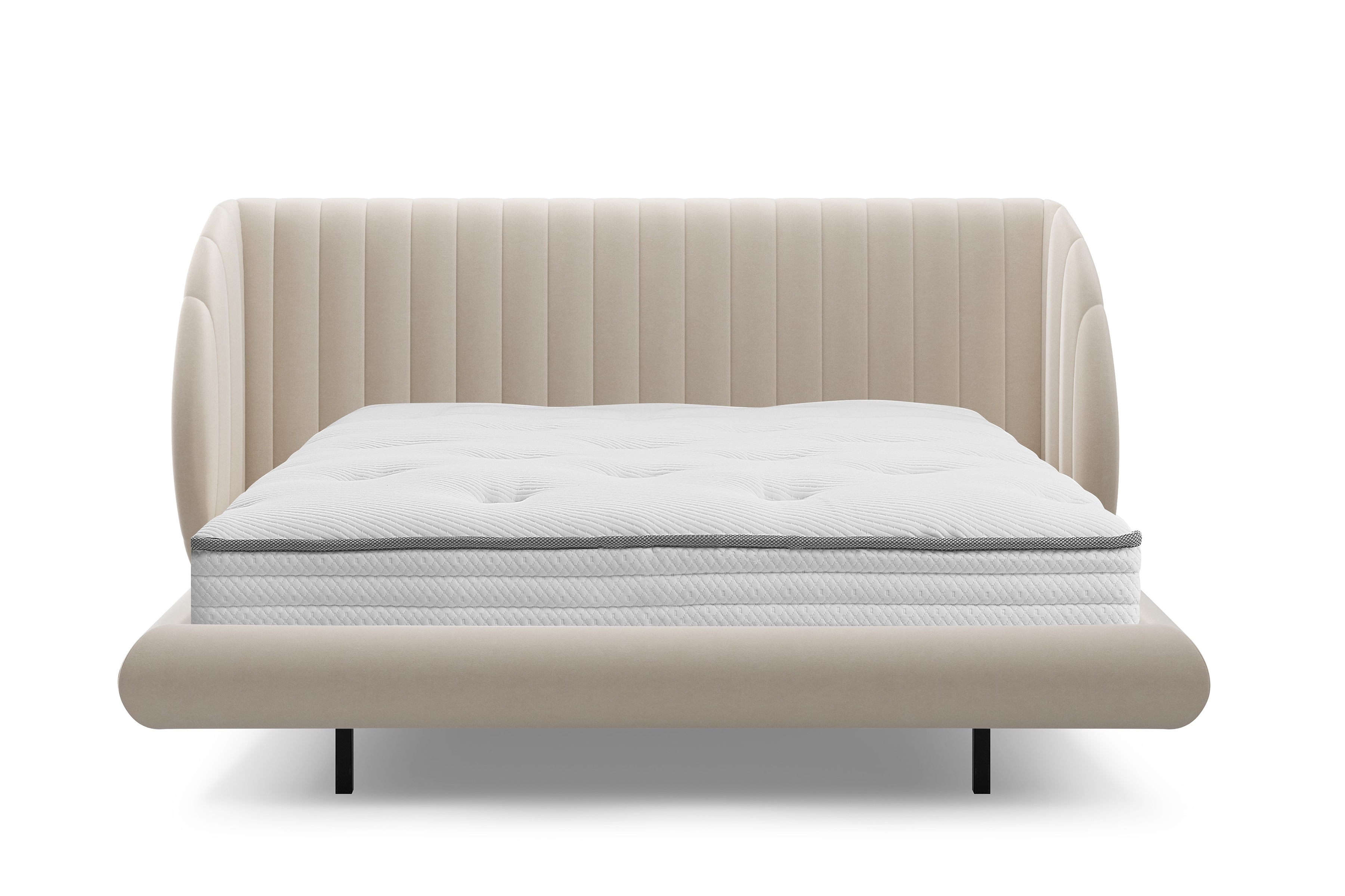 Postel Galin 160x200 cm - béžová Velluto 2 Postel pro ložnice Galin 160x200 lewitujace - béžová samet Velluto 2