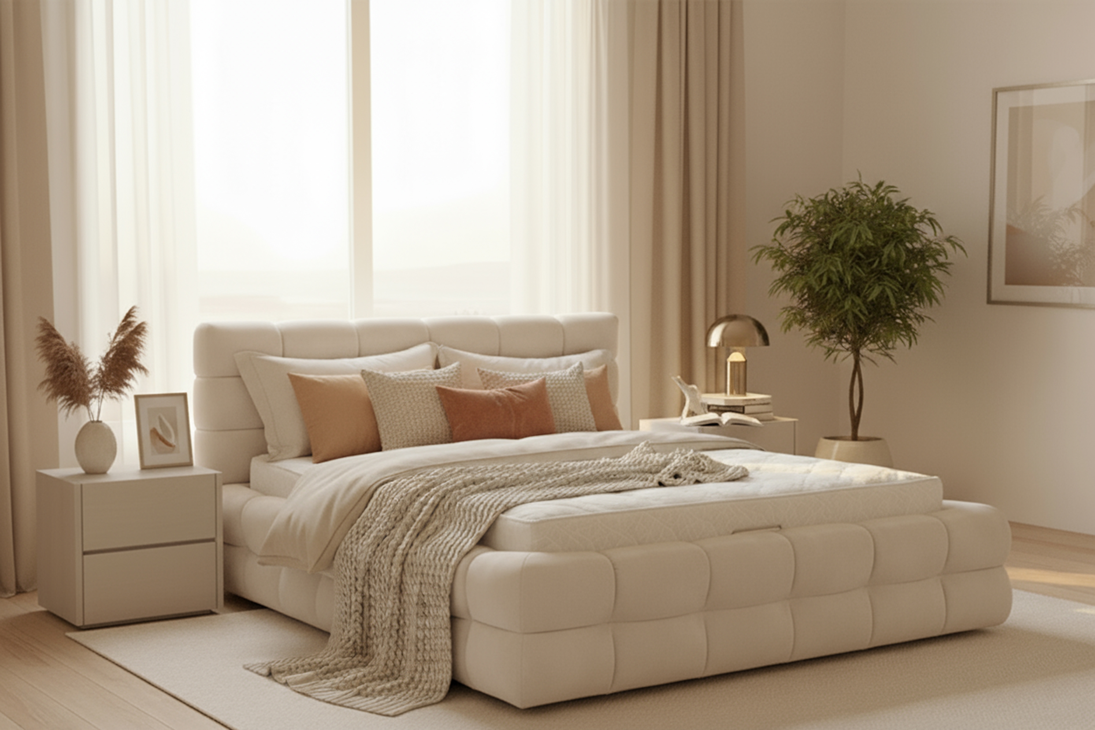 Manželská postel Magnelio Prestige 180x200 s úložným prostorem - béžový samet Hold Me 01 Postel pro ložnice Magnelio Prestige 180x200 s úložným prostorem- béžová welwet Hold Me 01 