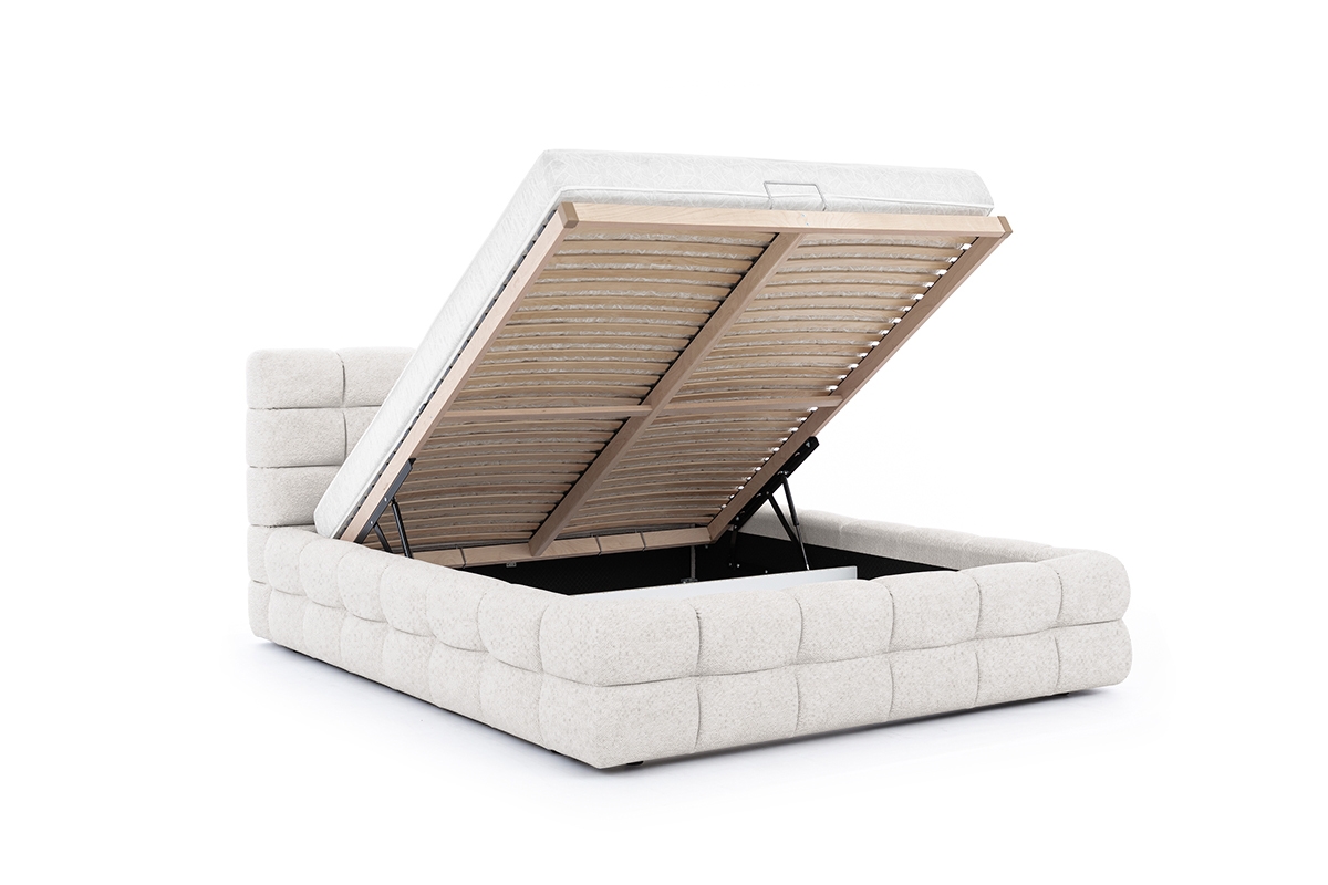 Čalouněná postel s úložným prostorem Magnelio 160x200 cm – béžová Raven 22 Postel pro ložnice Magnelio s úložným prostorem160x200 - béžová boucle Raven 22