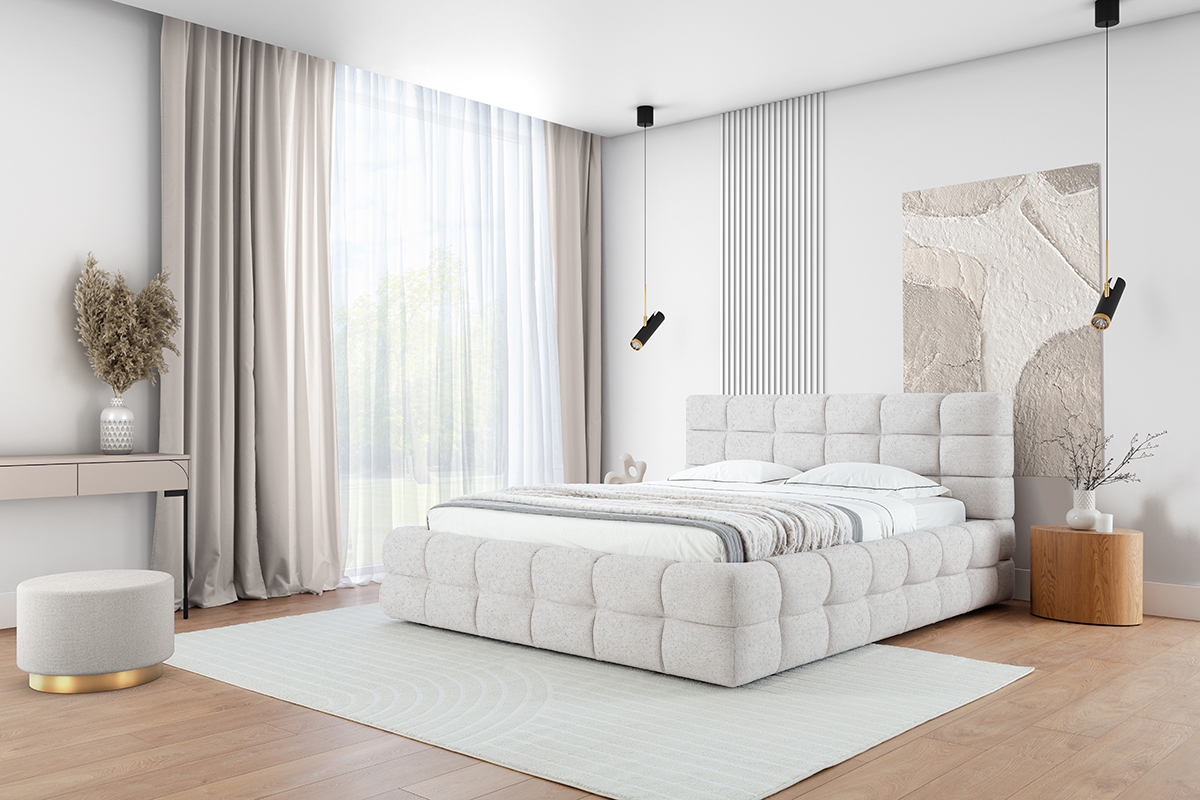 Čalouněná postel s úložným prostorem Magnelio 160x200 cm – béžová Raven 22 Postel pro ložnice Magnelio s úložným prostorem160x200 - béžová boucle Raven 22