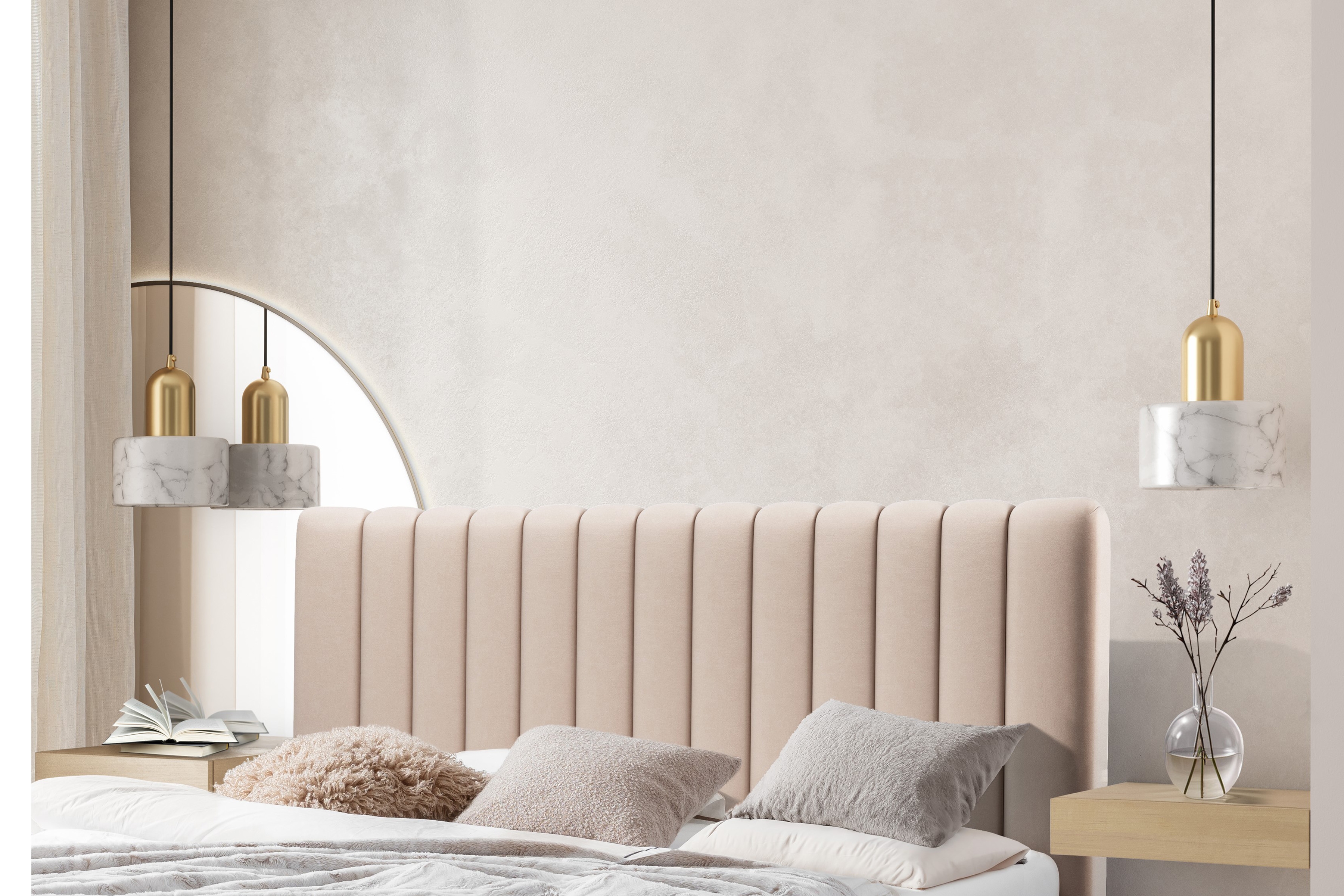 čalúnená posteľ do  spálňa  Nicole - 140x200, Velluto 2 / Nohy čierny Posteľ do  spálňa  Nicole 140x200 - béžový zamat Velluto 2 / nožičky čierny