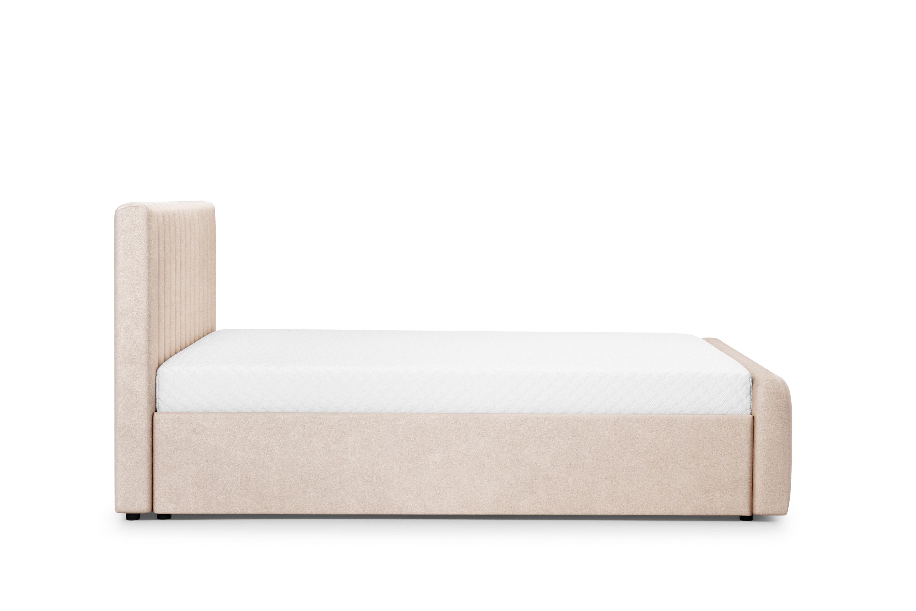 Postel Nicole 160x200 cm s úložným prostorem - béžová Salvador 2 Postel do ložnice Nicole 160x200 s úložným prostorem- bezwy welwet hydrofobní  Salvador (SIC) 2