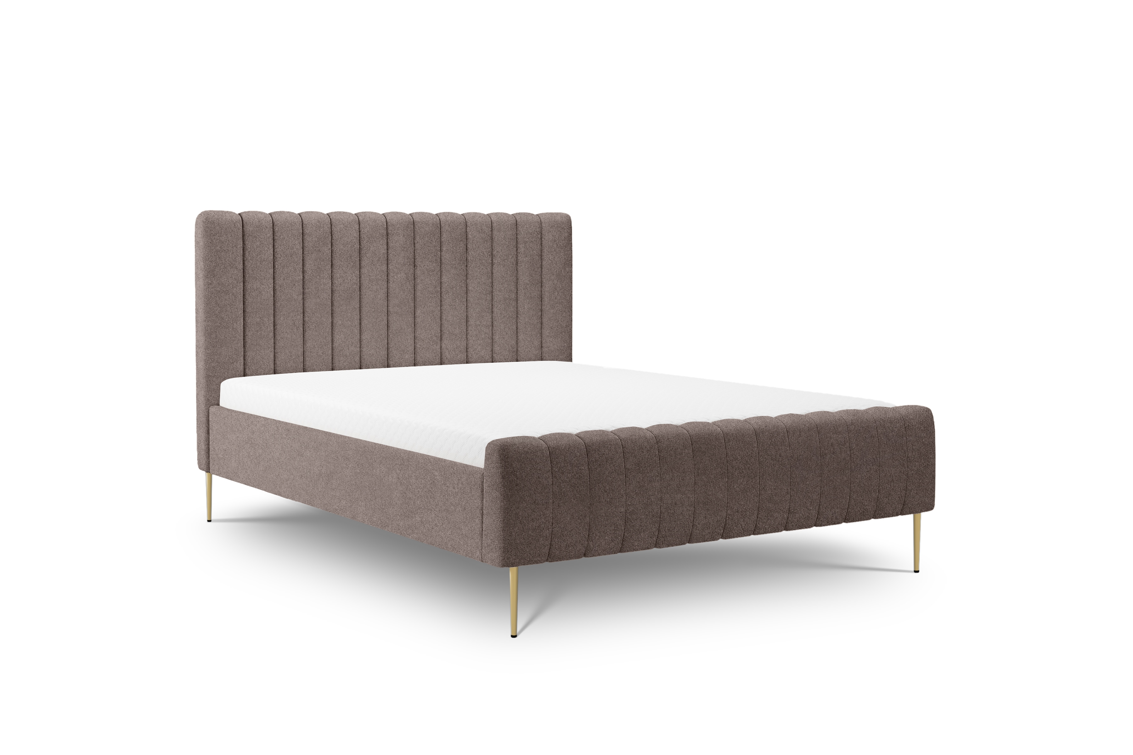 Manželská posteľ Nicole 180x200 - hnedá buklé látka Catch Me 03 / zlaté nožičky Posteľ do  spálňa  Nicole 180x200 - Hnedá boucle Catch Me 03 / nožičky zlote 