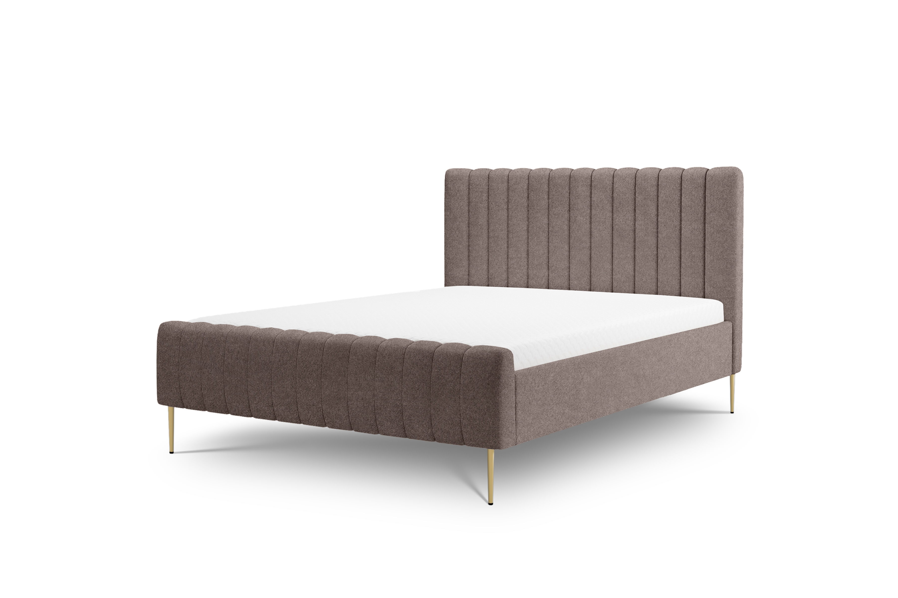 Manželská posteľ Nicole 180x200 - hnedá buklé látka Catch Me 03 / zlaté nožičky Posteľ do  spálňa  Nicole 180x200 - Hnedá boucle Catch Me 03 / nožičky zlote 