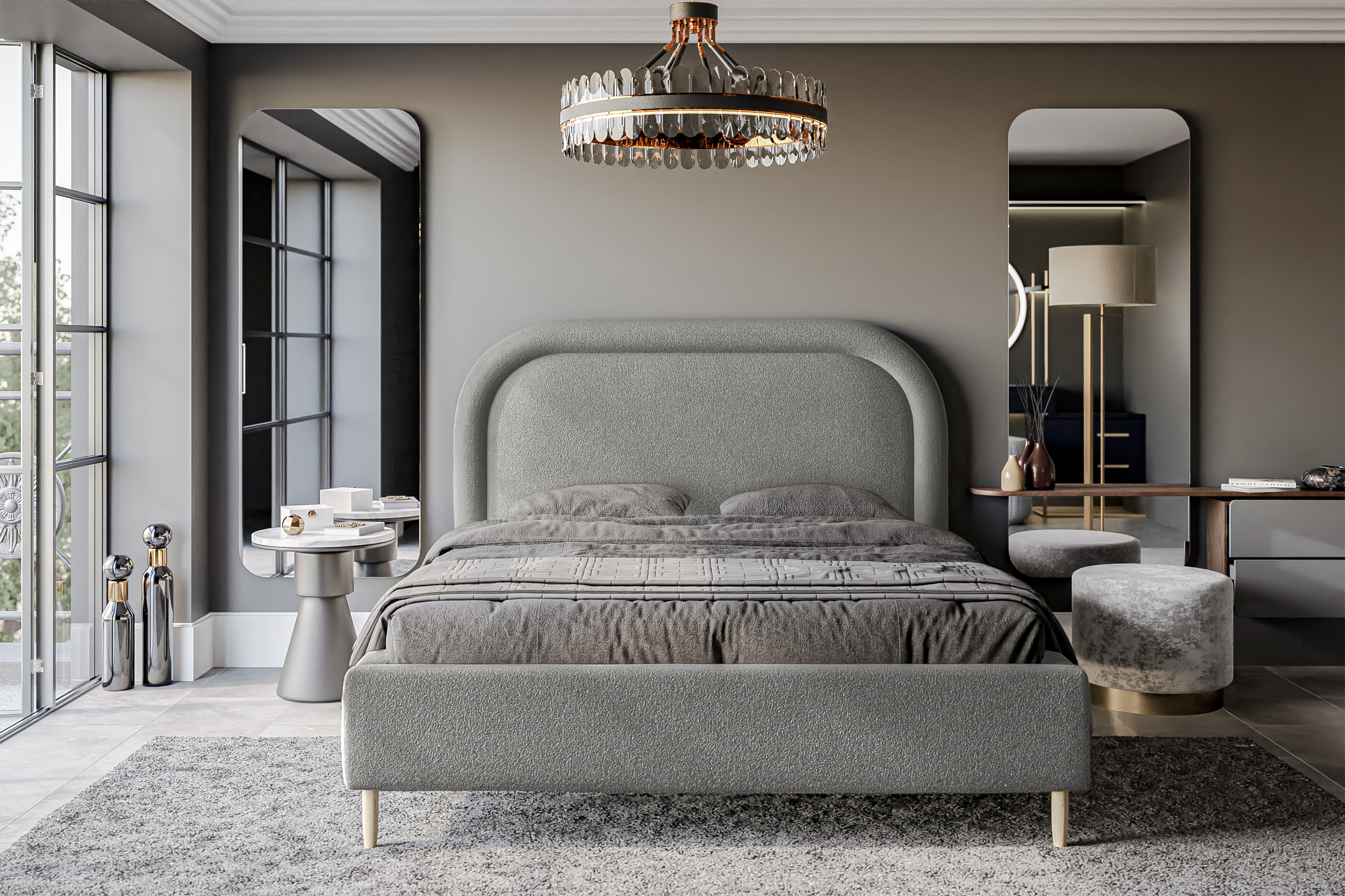 Manželská posteľ s úložným priestorom Delias 140x200 - sivá žinylka Posteľ do  spálňa  s úložným priestorom Delias 140x200 - Popolový šenil Catch Me 24