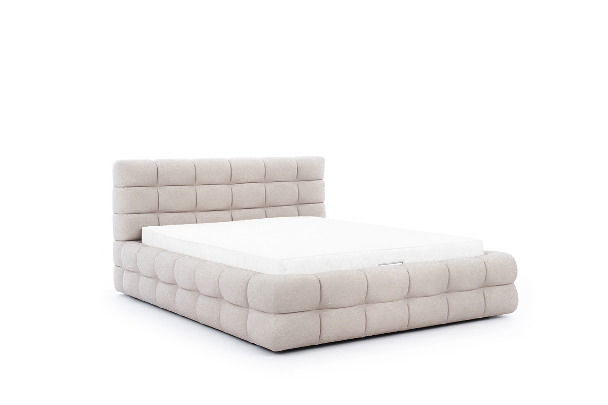 Čalúnená manželská posteľ Magnelio 180x200 s úložným priestorom - béžový zamat Element 17 Posteľ do  spálňa  s úložným priestorom Magnelio 180x200 - béžový velúr Element 17 