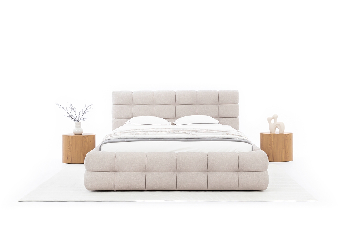 Čalúnená manželská posteľ Magnelio 180x200 s úložným priestorom - béžový zamat Element 17 Posteľ do  spálňa  s úložným priestorom Magnelio 180x200 - béžový velúr Element 17 