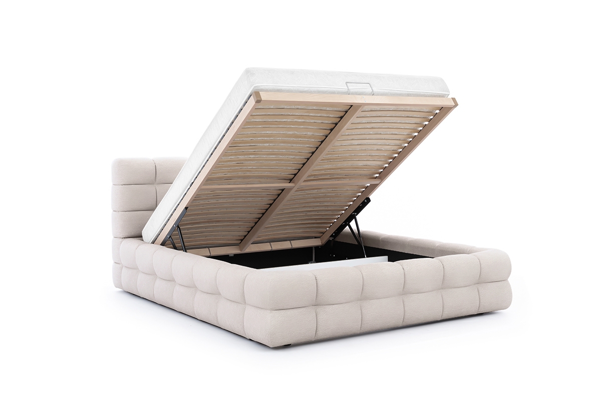 Čalúnená manželská posteľ Magnelio 180x200 s úložným priestorom - béžový zamat Element 17 Posteľ do  spálňa  s úložným priestorom Magnelio 180x200 - béžový velúr Element 17 