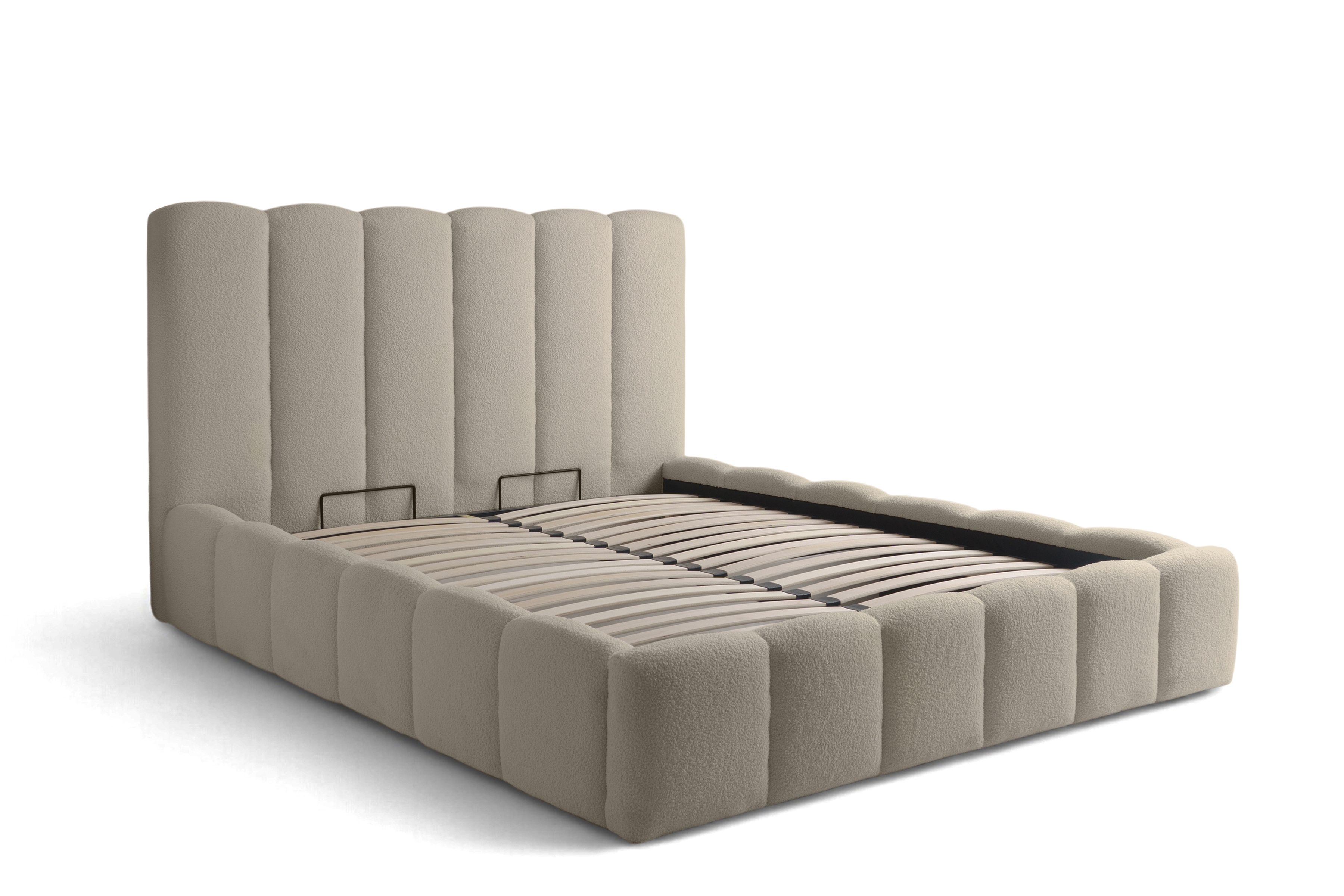 Čalouněná postel Aura 160x200 s úložným prostorem - béžová buklé Quelle 05 Postel čalouněné Aura 160x200 s úložným prostorem- béžová bukla Quelle 05