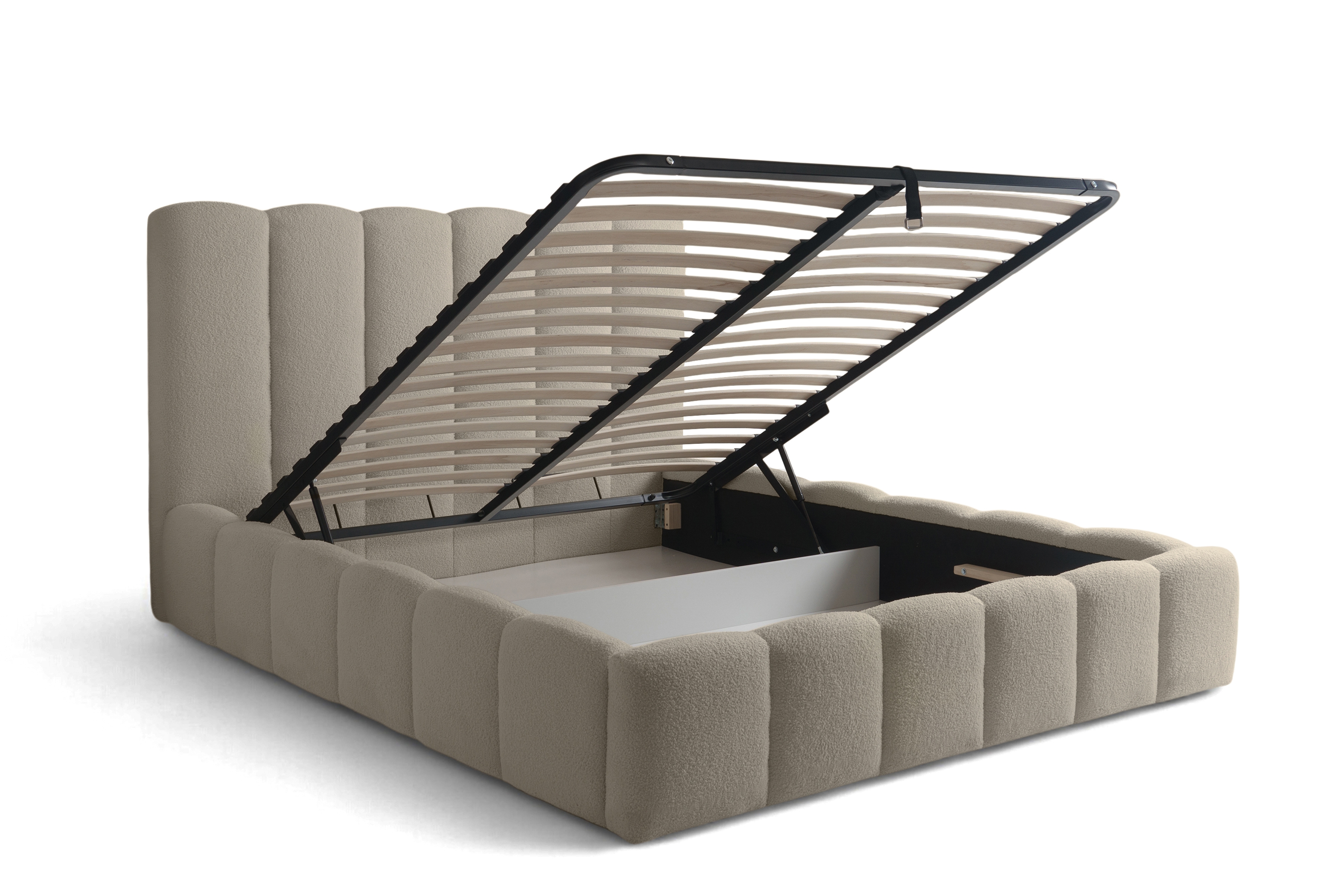 Čalouněná postel Aura 160x200 s úložným prostorem - béžová buklé Quelle 05 Postel čalouněné Aura 160x200 s úložným prostorem- béžová bukla Quelle 05