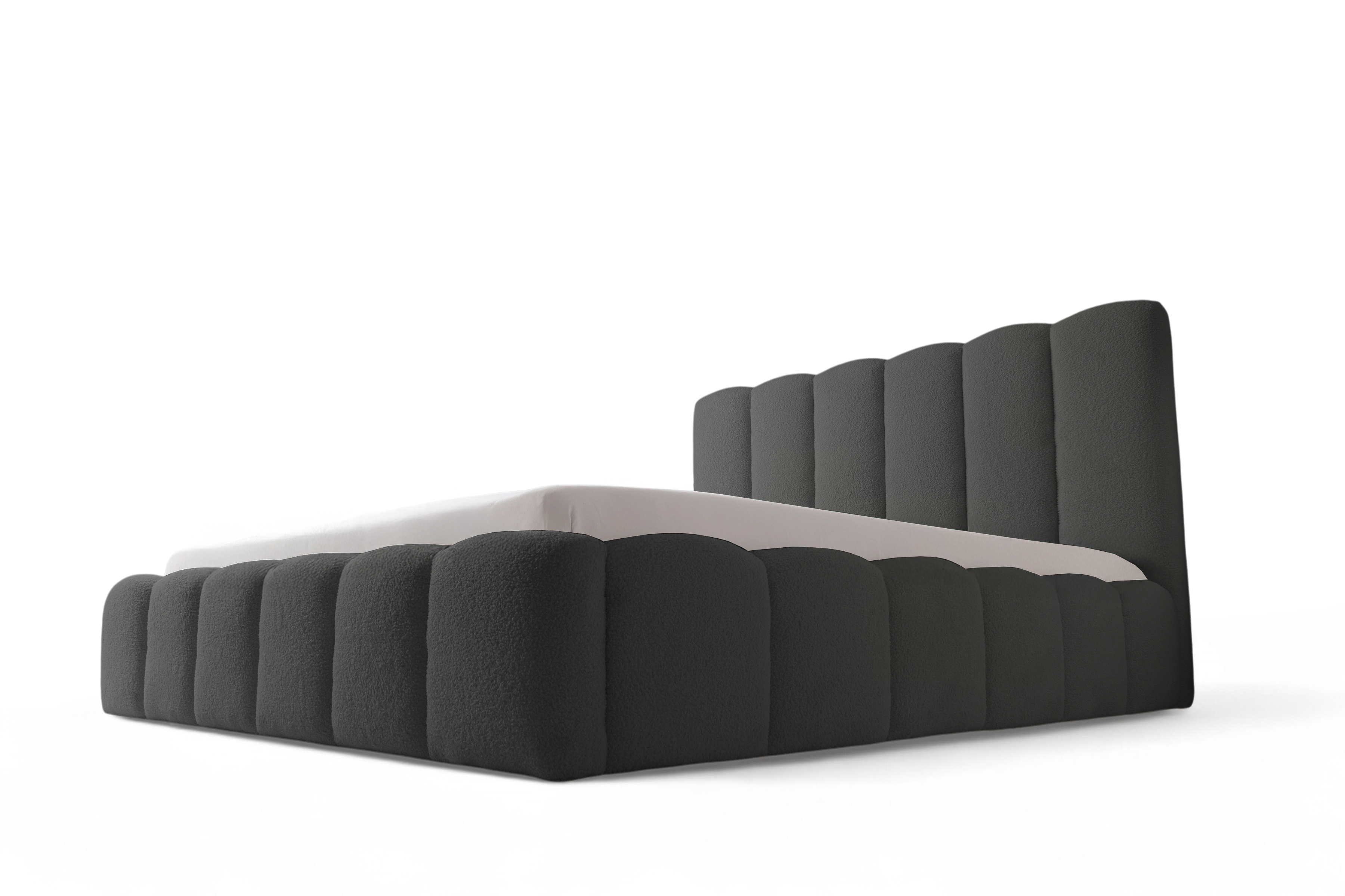 Čalouněná postel Aura 160x200 s úložným prostorem - tmavě šedá buklé Quelle 92 Postel čalouněné Aura 160x200 s úložným prostorem- ciemno šedá bukla Quelle 92