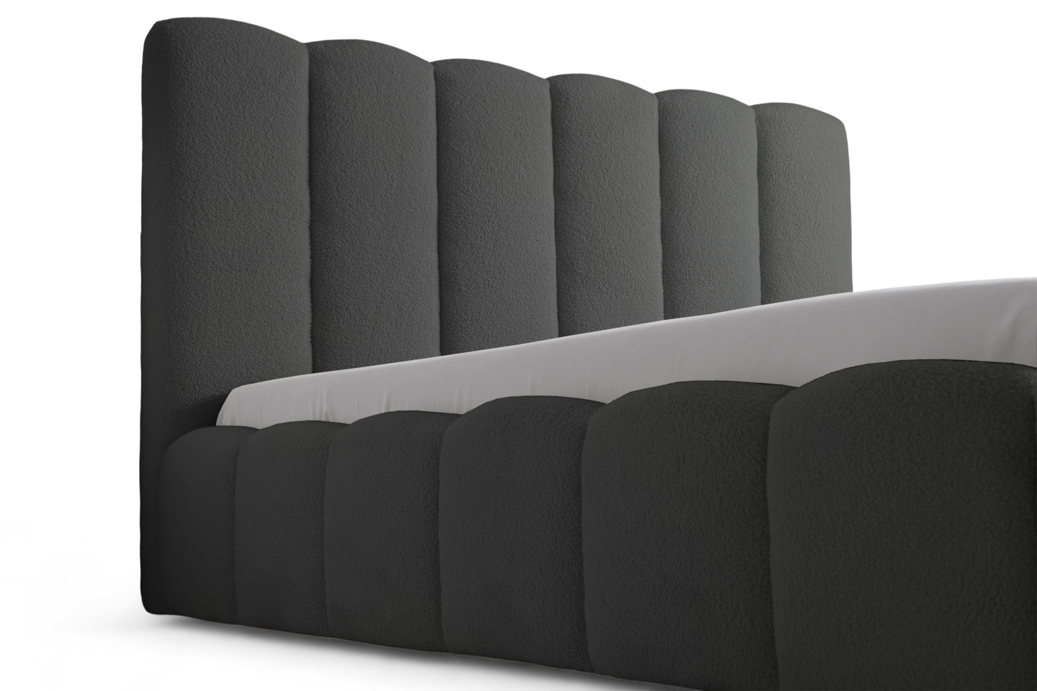 Čalouněná postel Aura 160x200 s úložným prostorem - tmavě šedá buklé Quelle 92 Postel čalouněné Aura 160x200 s úložným prostorem- ciemno šedá bukla Quelle 92